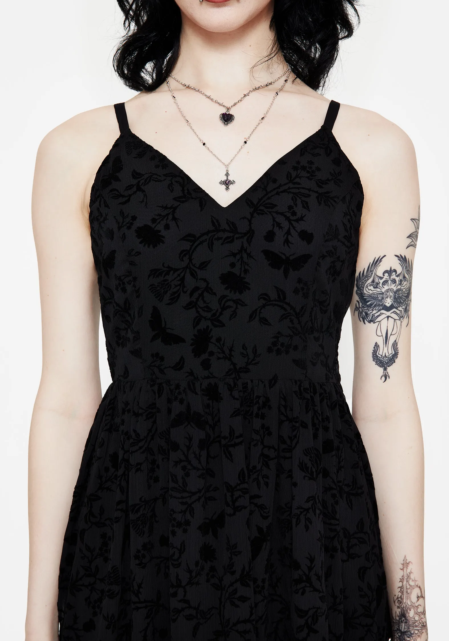 Faustina Flocked Chiffon Maxi Cami Dress Comfortable Layering