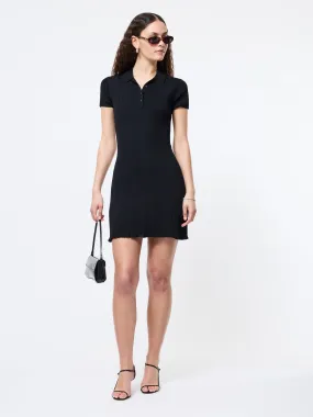 Crinkle Knit Short Sleeve Mini Dress Contrast-Lining