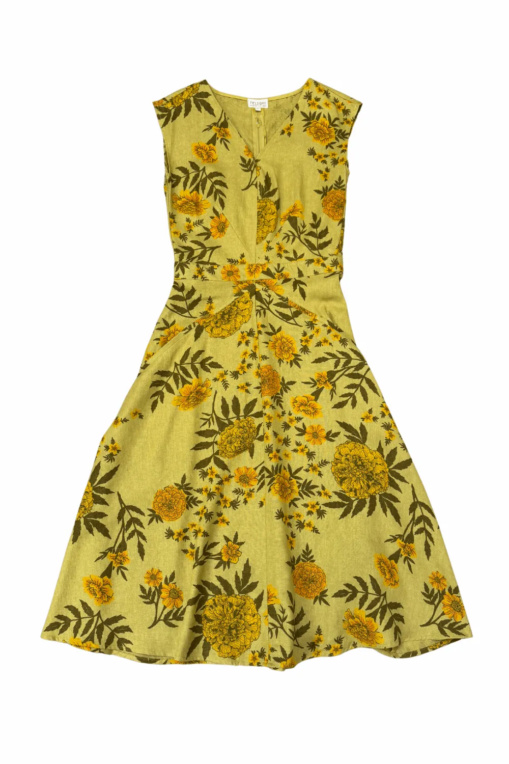 Xena Dress in Mustard Marigold Linen Classic sheath dress
