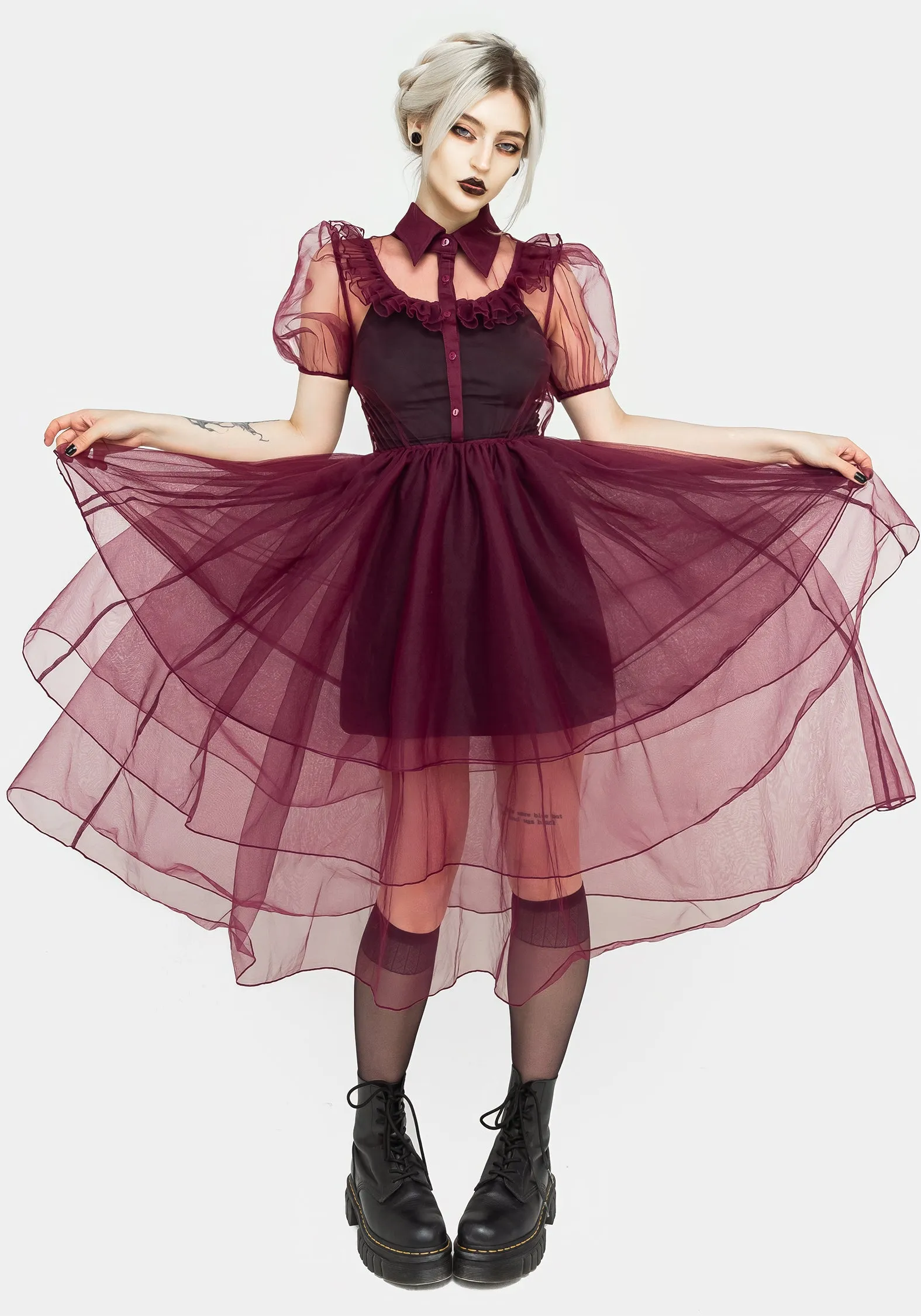 Headhunter Frill Yoke Gown - Purple Influencer-Style Cocktail Ready