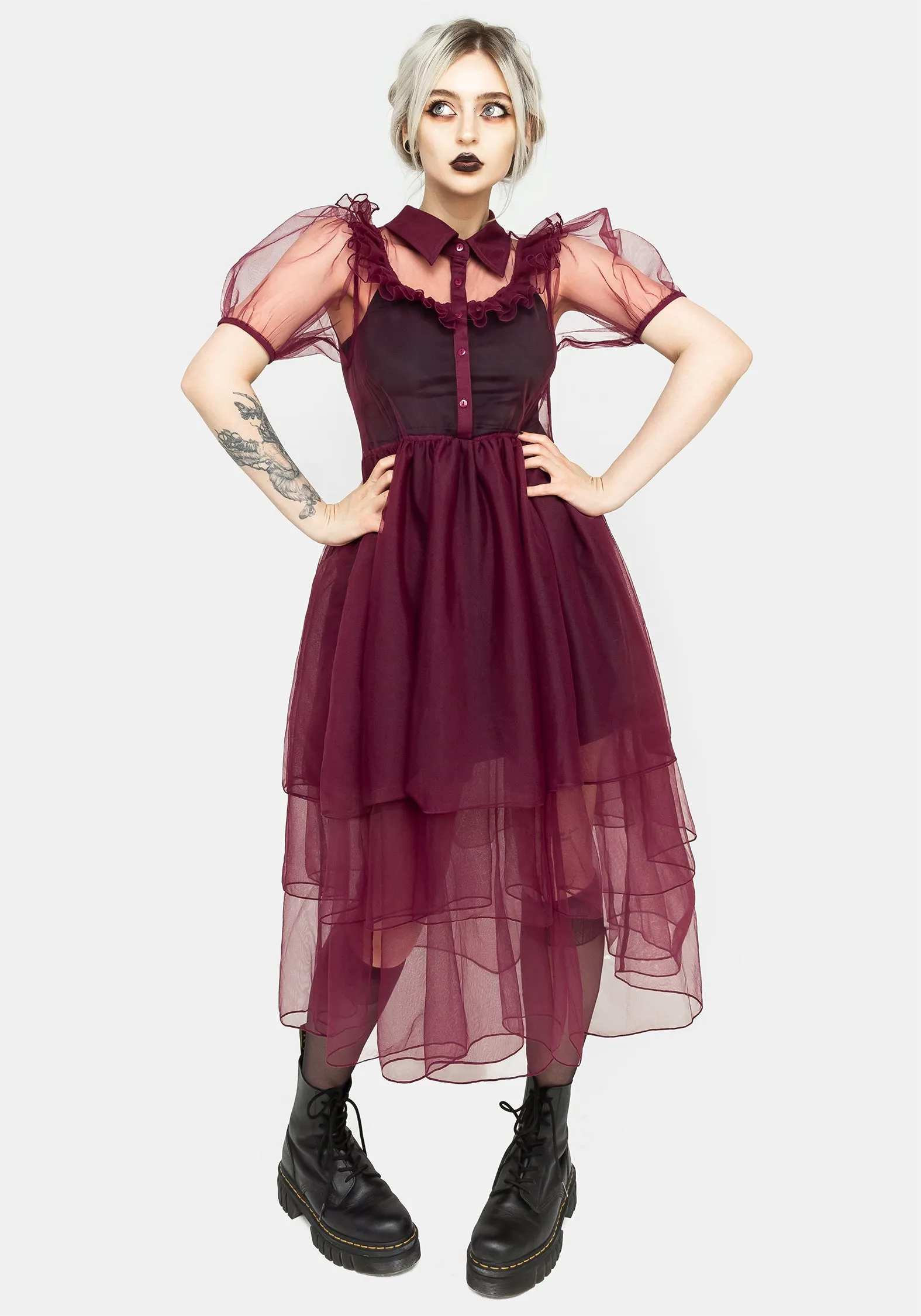 Chill Mode Headhunter Frill Yoke Gown - Purple