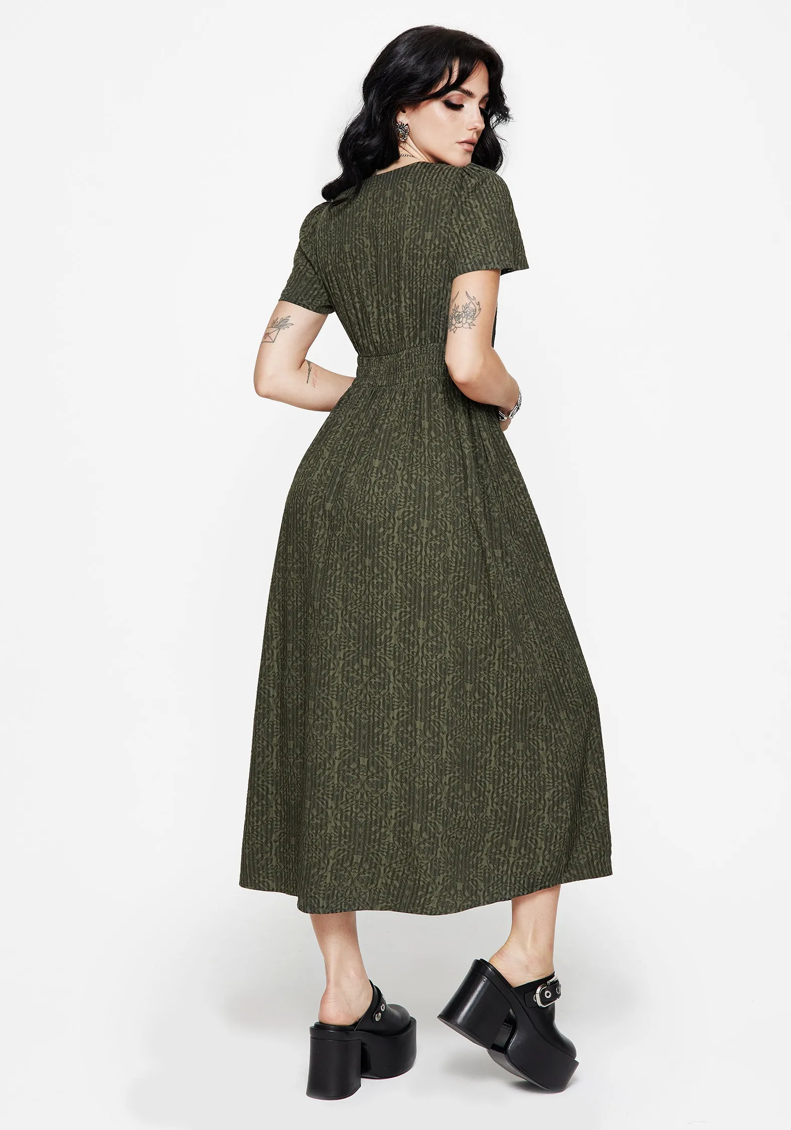 Warm Base Francesca Dragon Printed Wrap Over Midaxi Dress