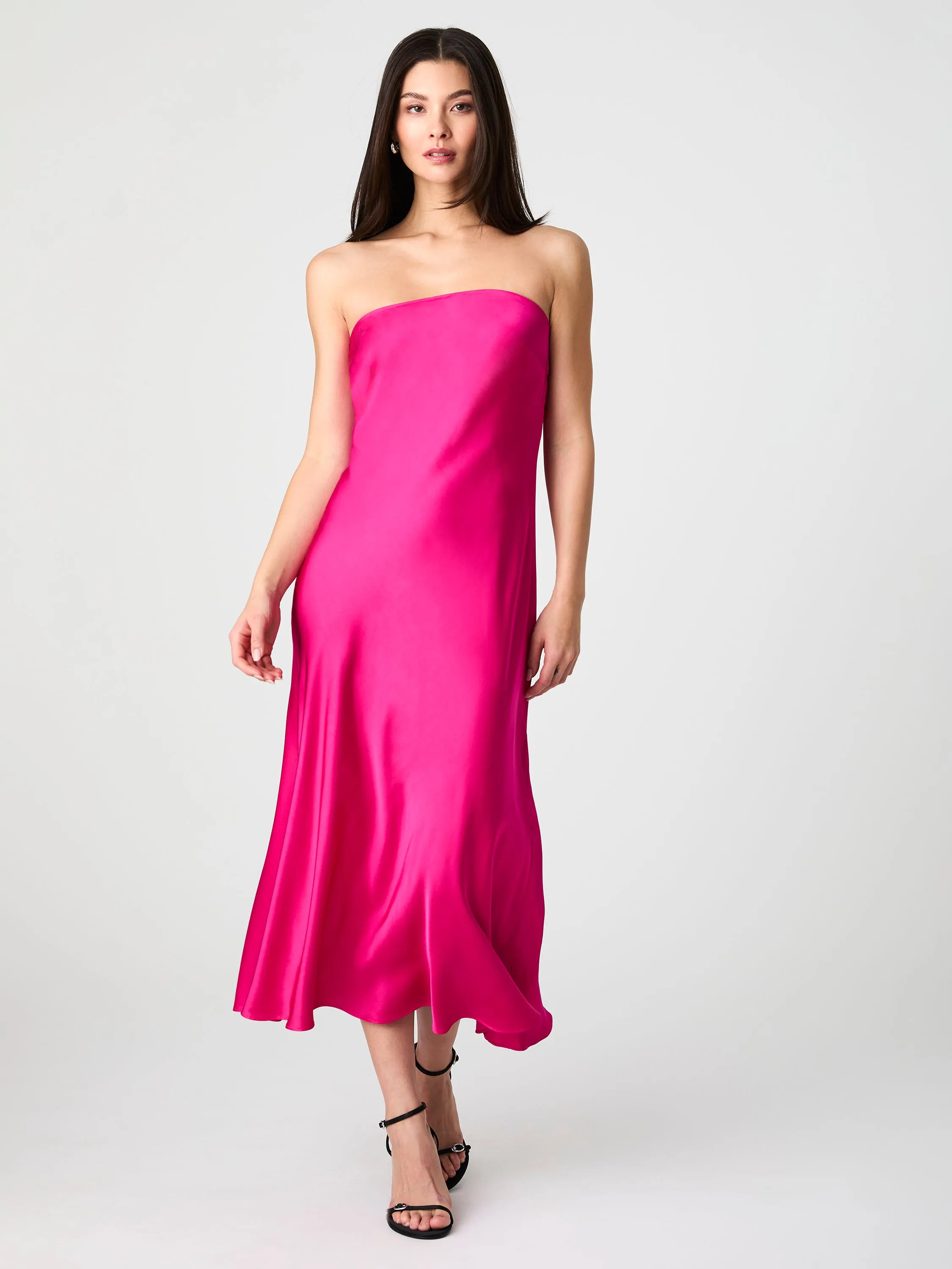 Contemporary Layer Festive Wear Strapless Cowl Back Midi Dress