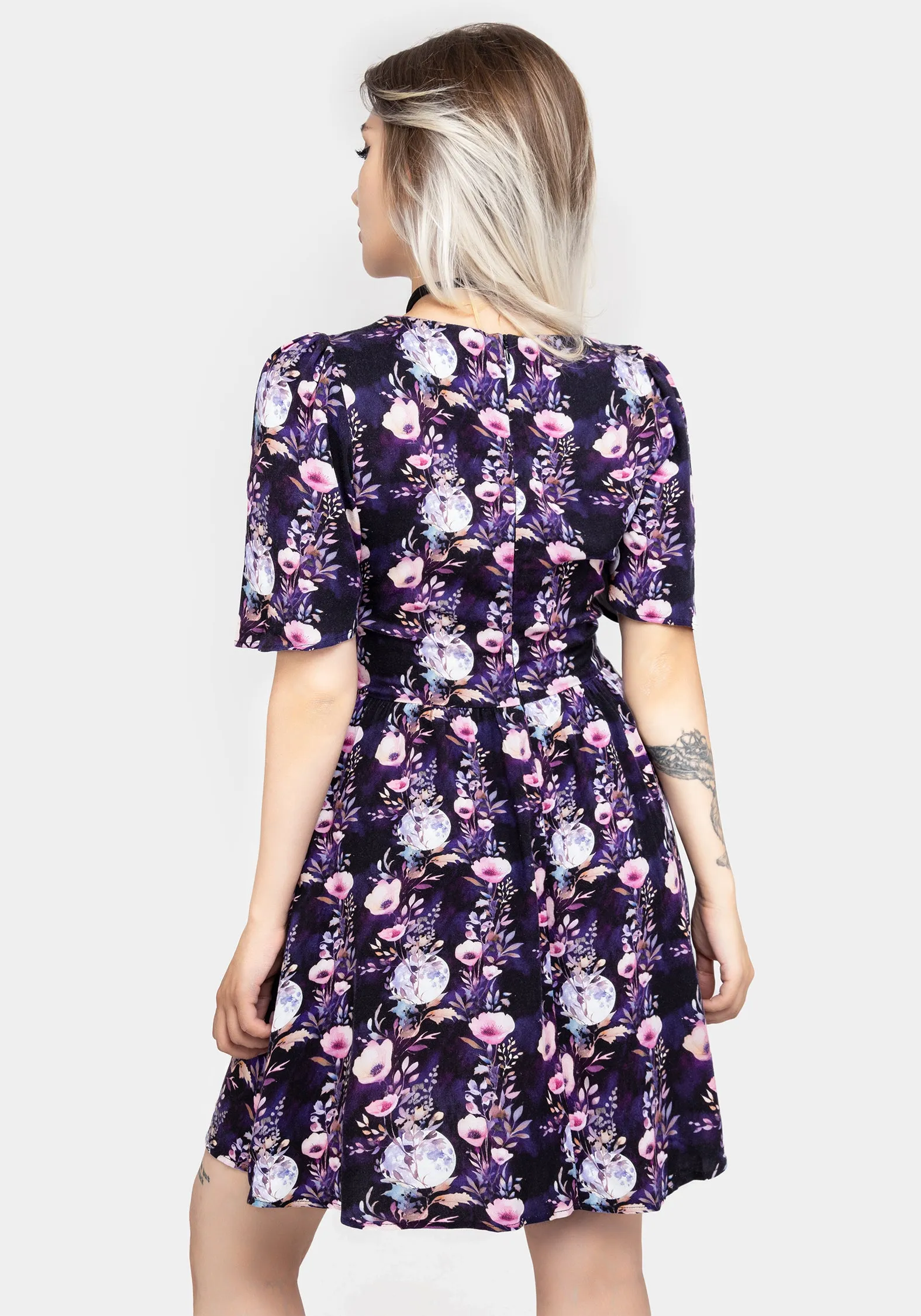 Socordia Floral Moon Button Front Mini Dress Midi-Length Urban appeal