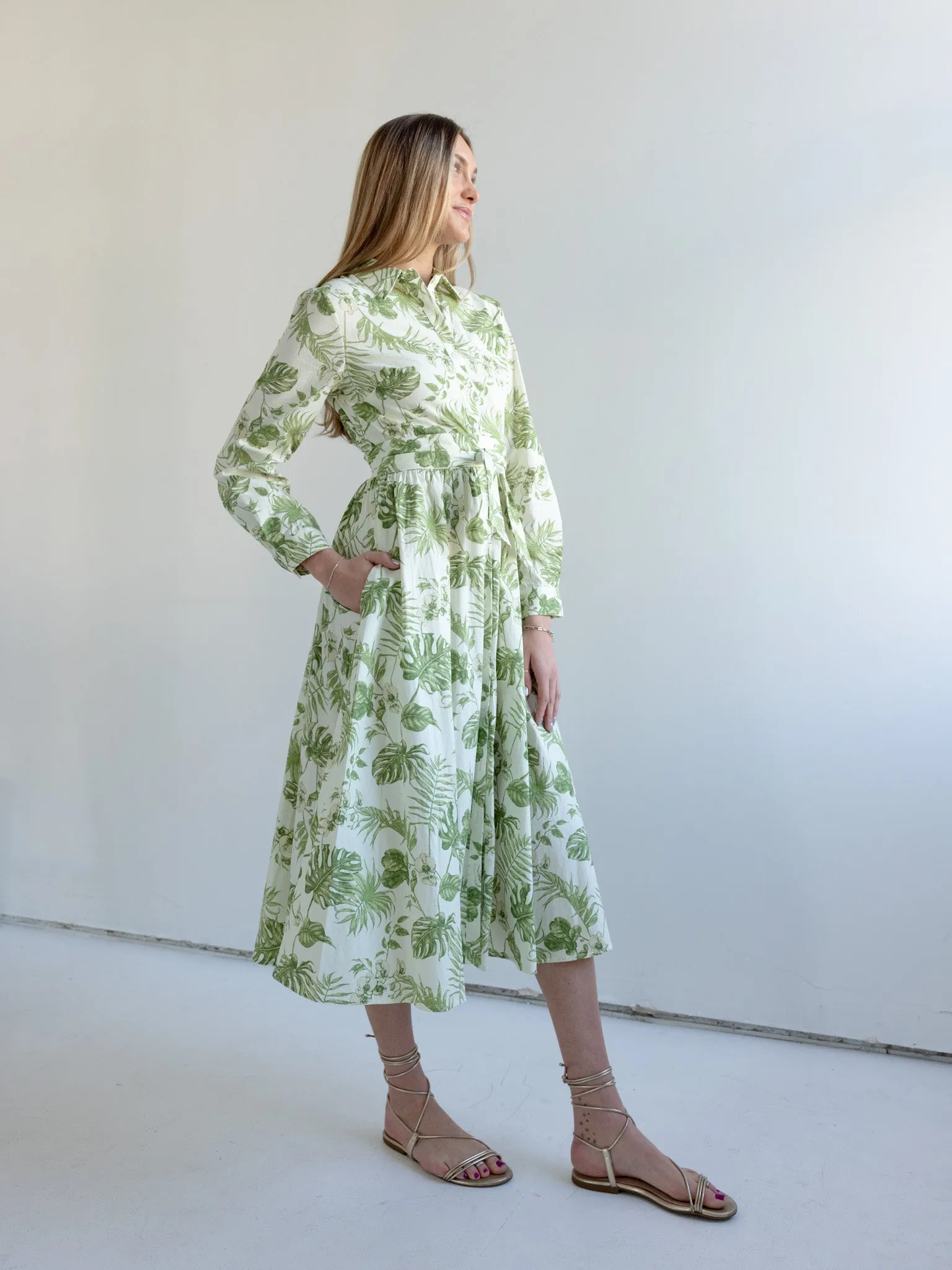 Fern Belted Midi Dress Minimalist Design Street-Style