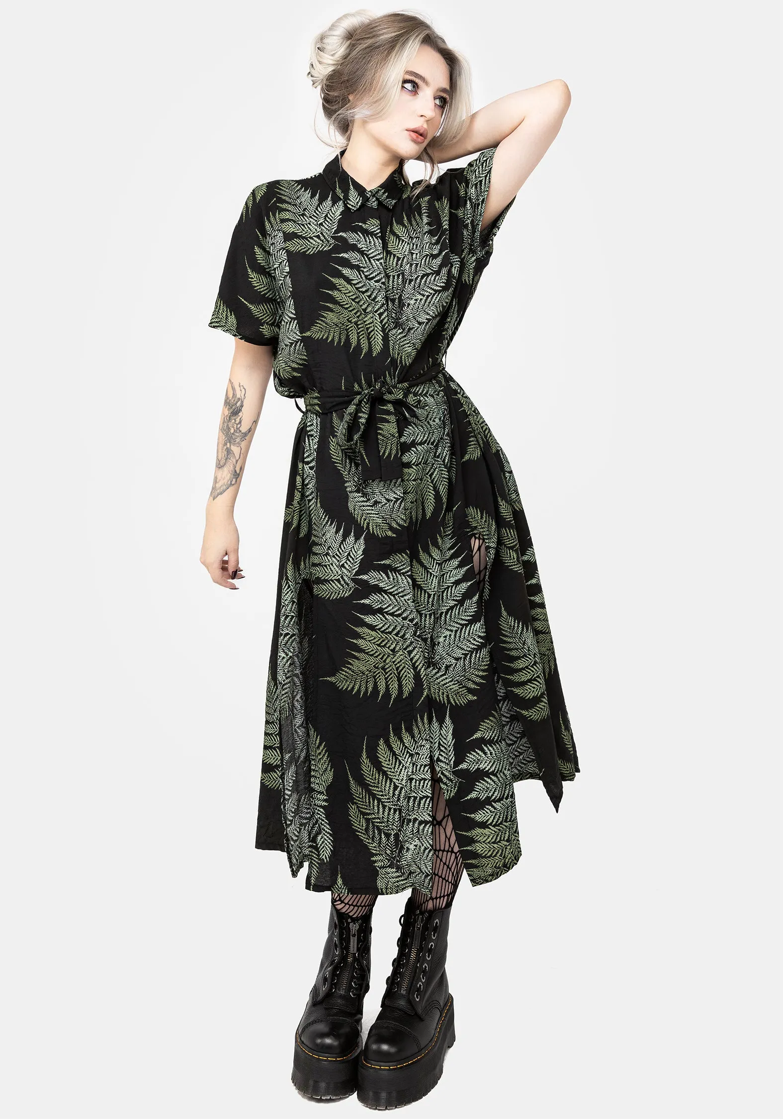 Fern Midi Shirt Dress Shine Skin