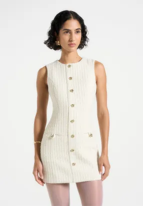 Elegant Outline Nadine - Tweed Mini Dress - Cream