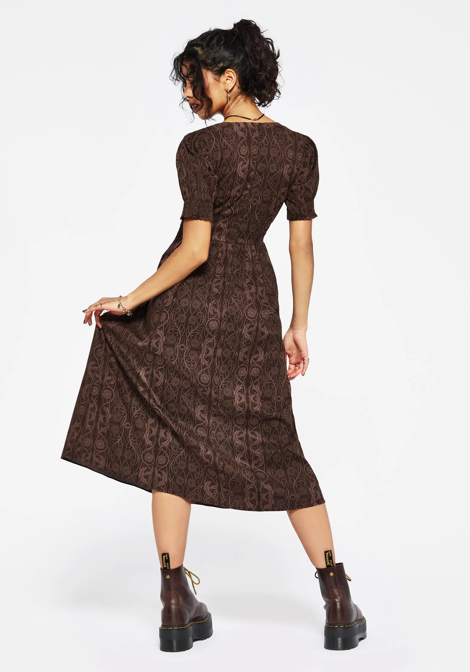 Fianna Midi Dress - Brown Office Glam All Daywear