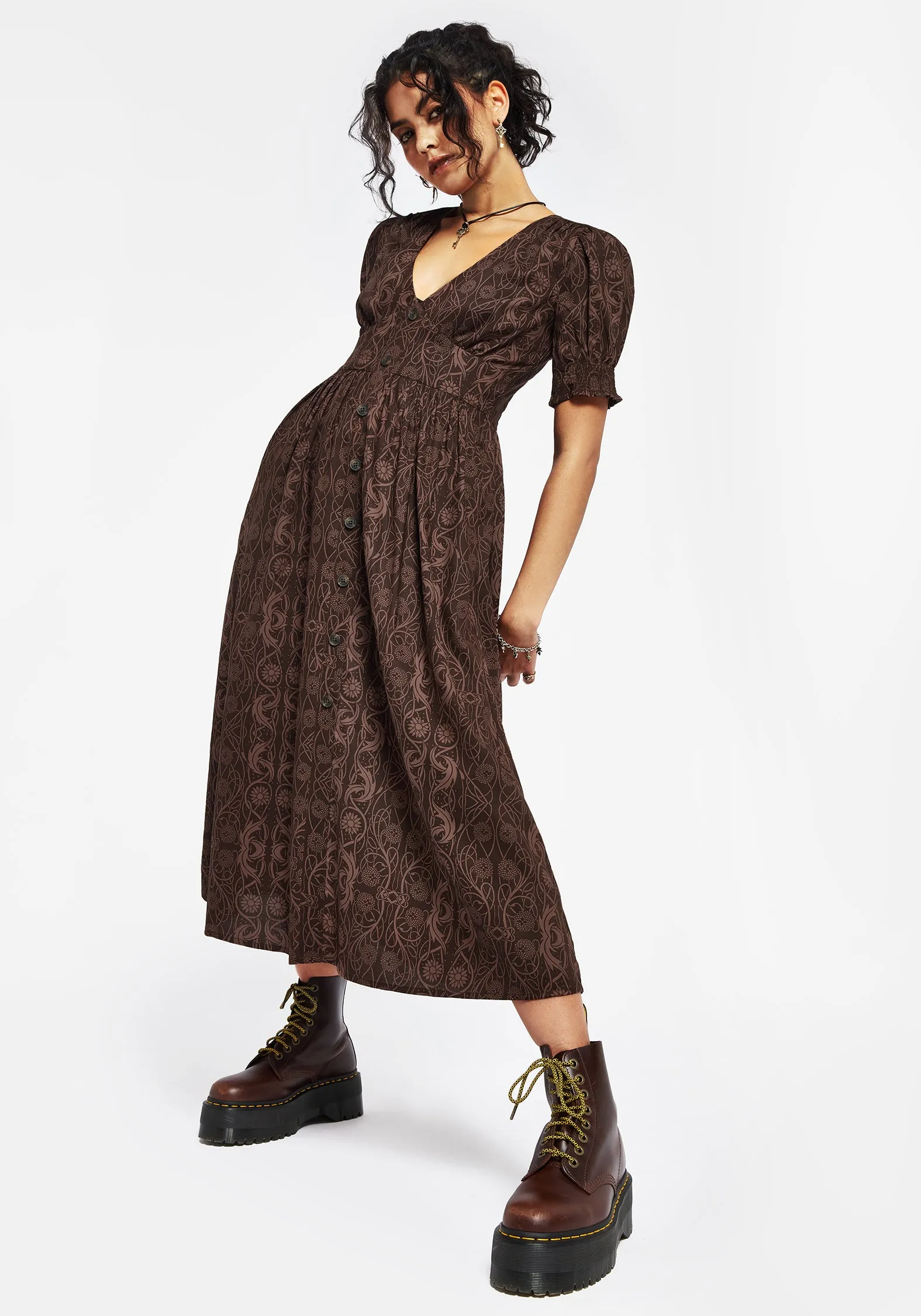 Fianna Midi Dress - Brown All Day