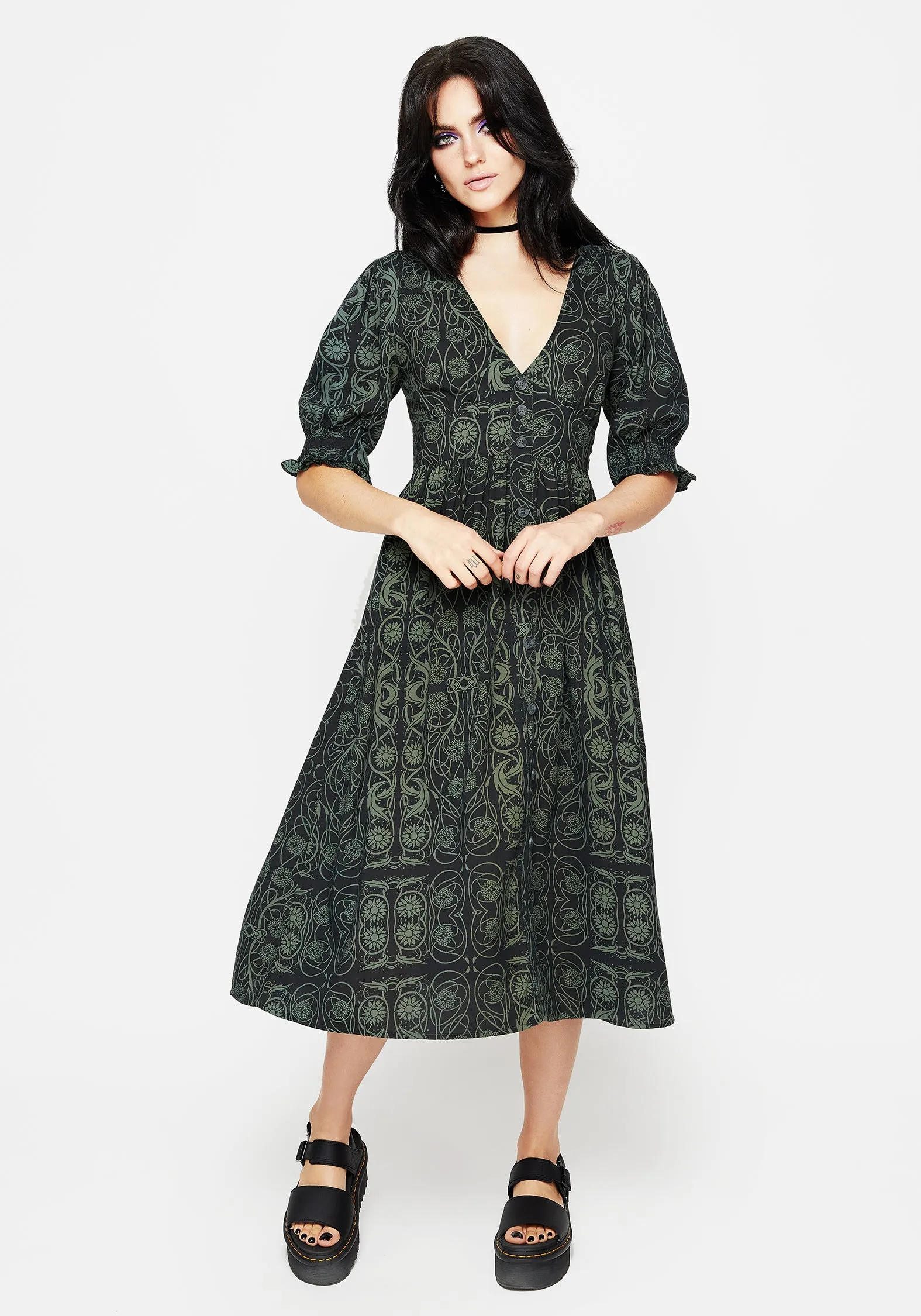 Fianna Midi Dress Soft-touch daywear Piped-Edge