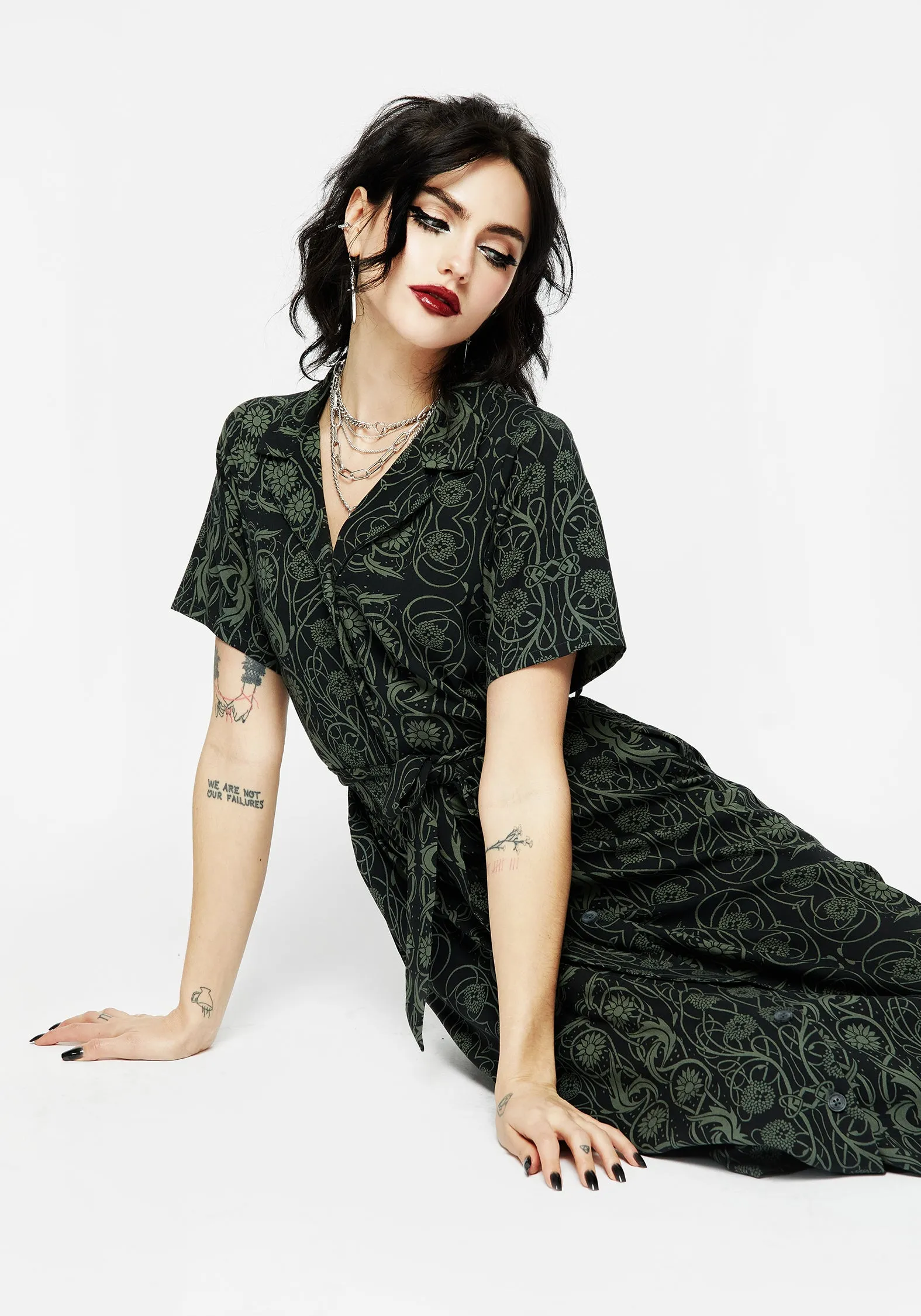 Fianna Midi Shirt Dress Invisible-Zip Romantic Style