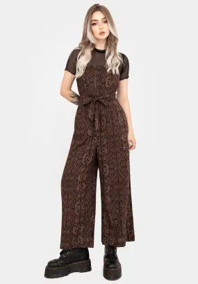 Fianna Wide Leg Jumpsuit - Brown Sporty Charming