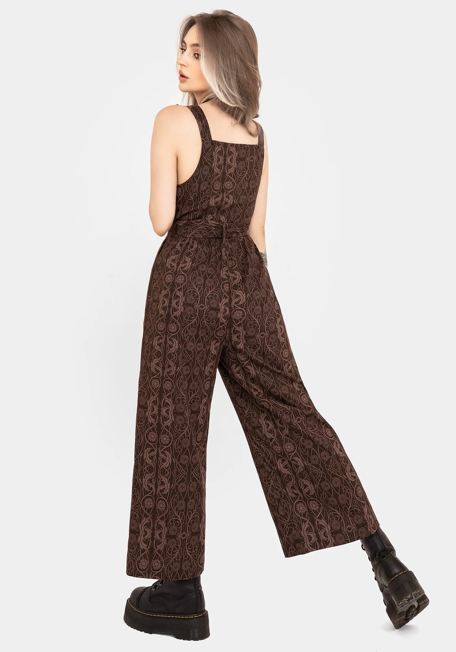 Work Hot Relax Weekend Fianna Wide Leg Jumpsuit - Brown