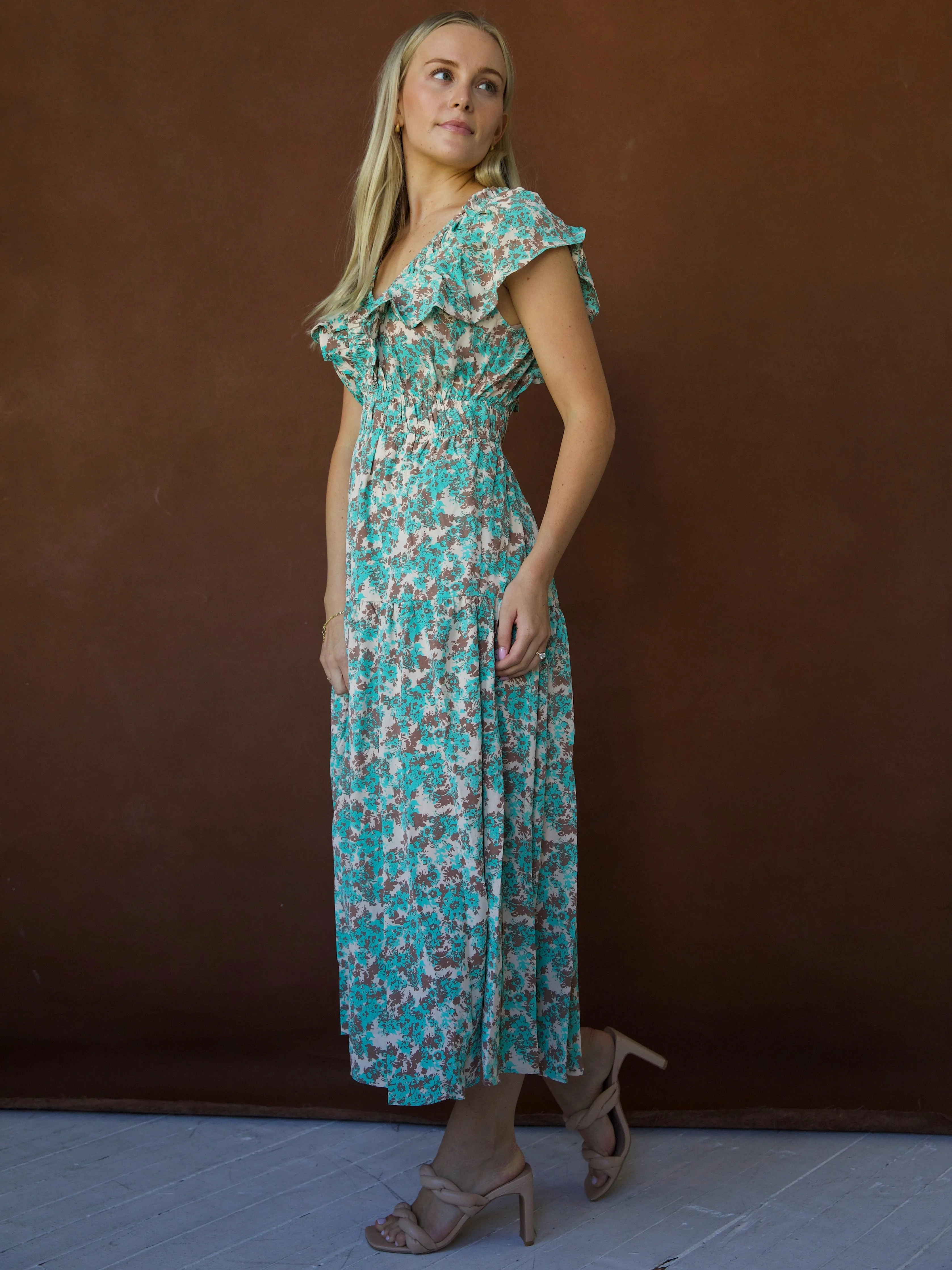 Watercolor Jade Dress Easy Layers Natural Texture
