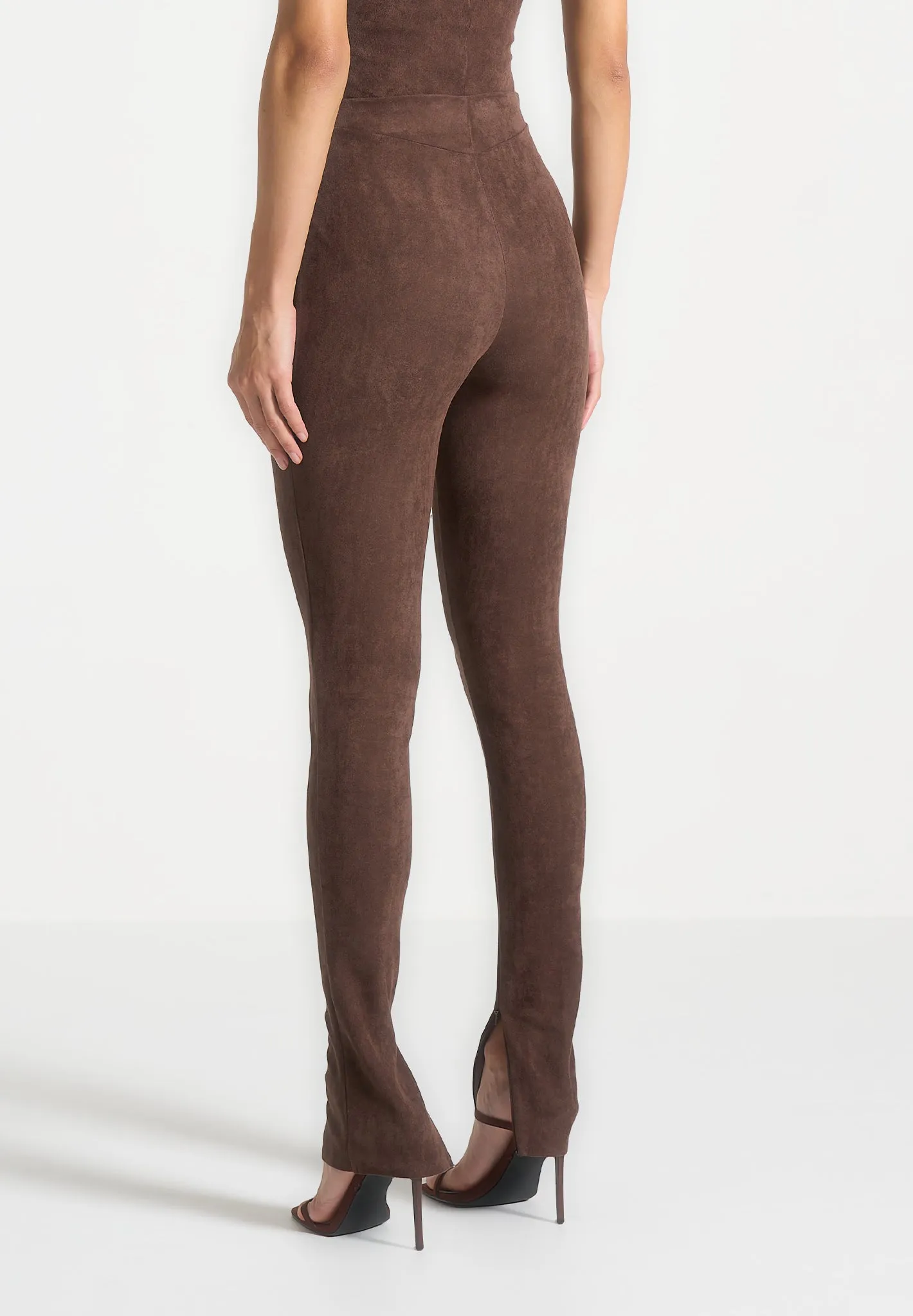 Budget Friendly Morning Stretch Body Shaping Travel Enthusiast Suede Leggings - Brown