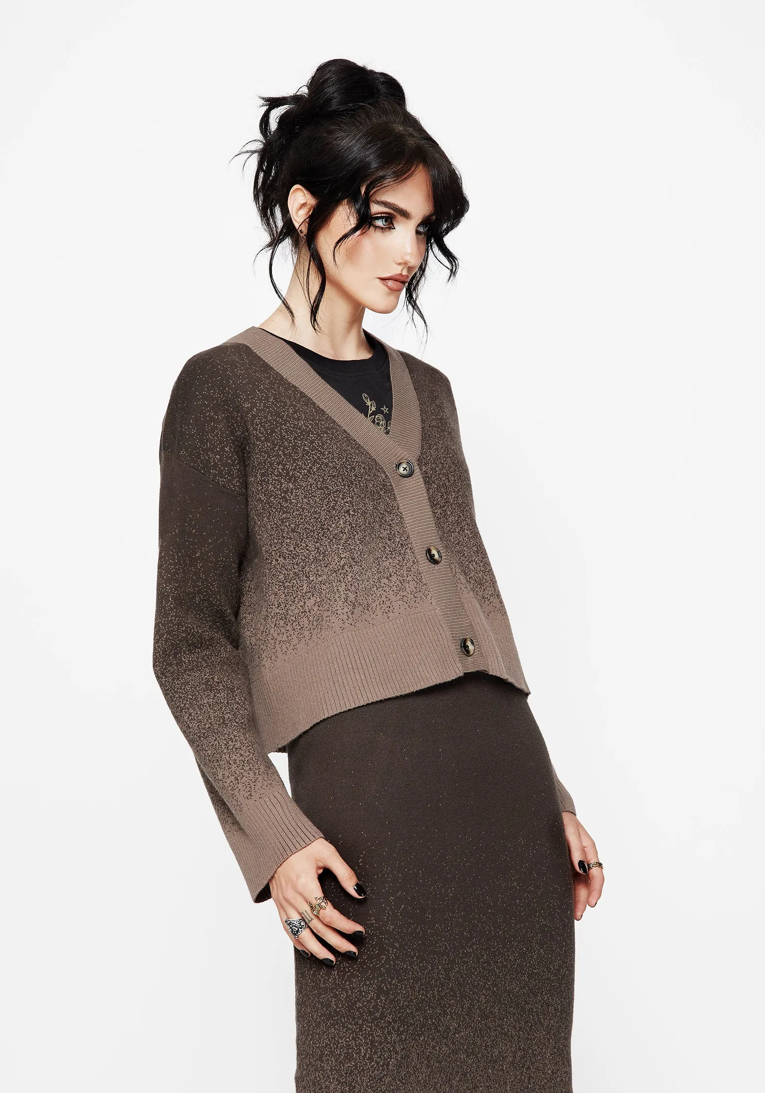 Nightjar Ombre Knit Cardigan - Taupe Chill Weather Seam Free Edges