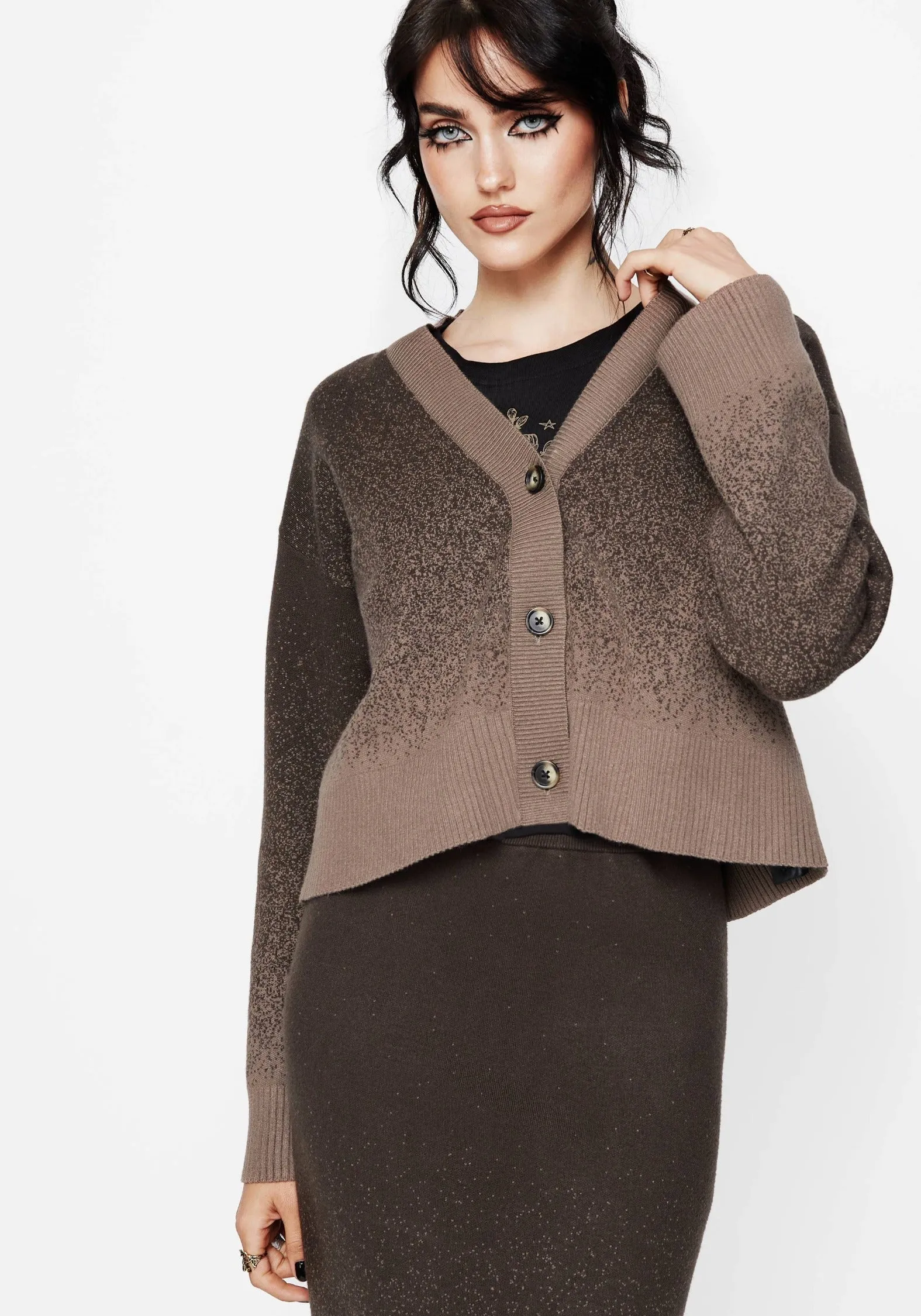 Autumn favorite Nightjar Ombre Knit Cardigan - Taupe