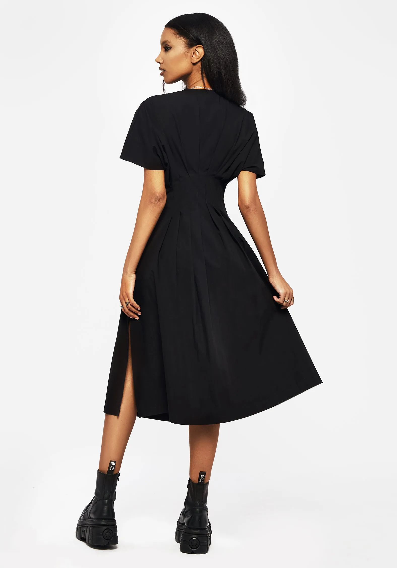 Finis Cotton Button Up Midi Shirt Dress Soft Draping Outfit Core