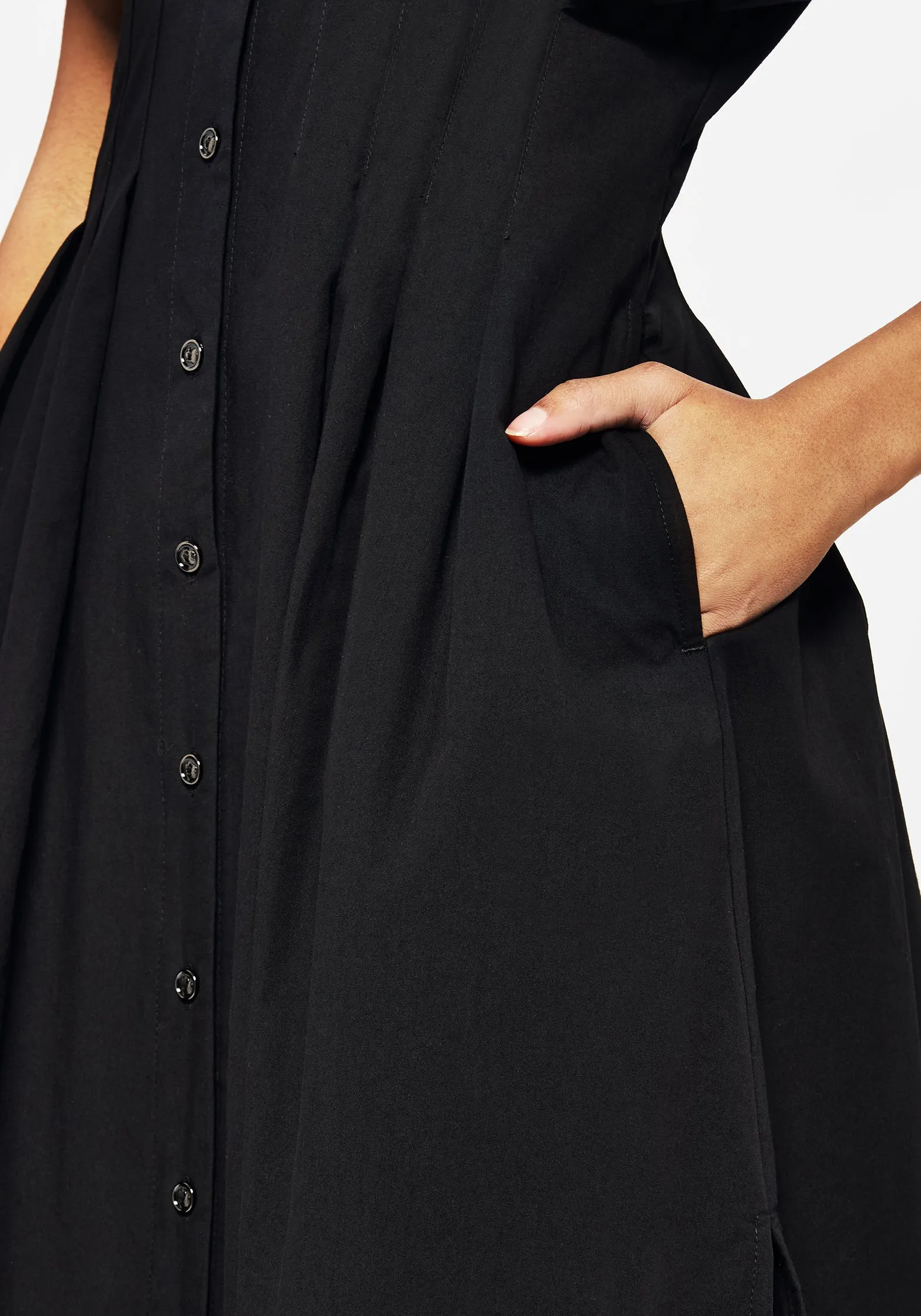 Finis Cotton Button Up Midi Shirt Dress Soft and Stylish