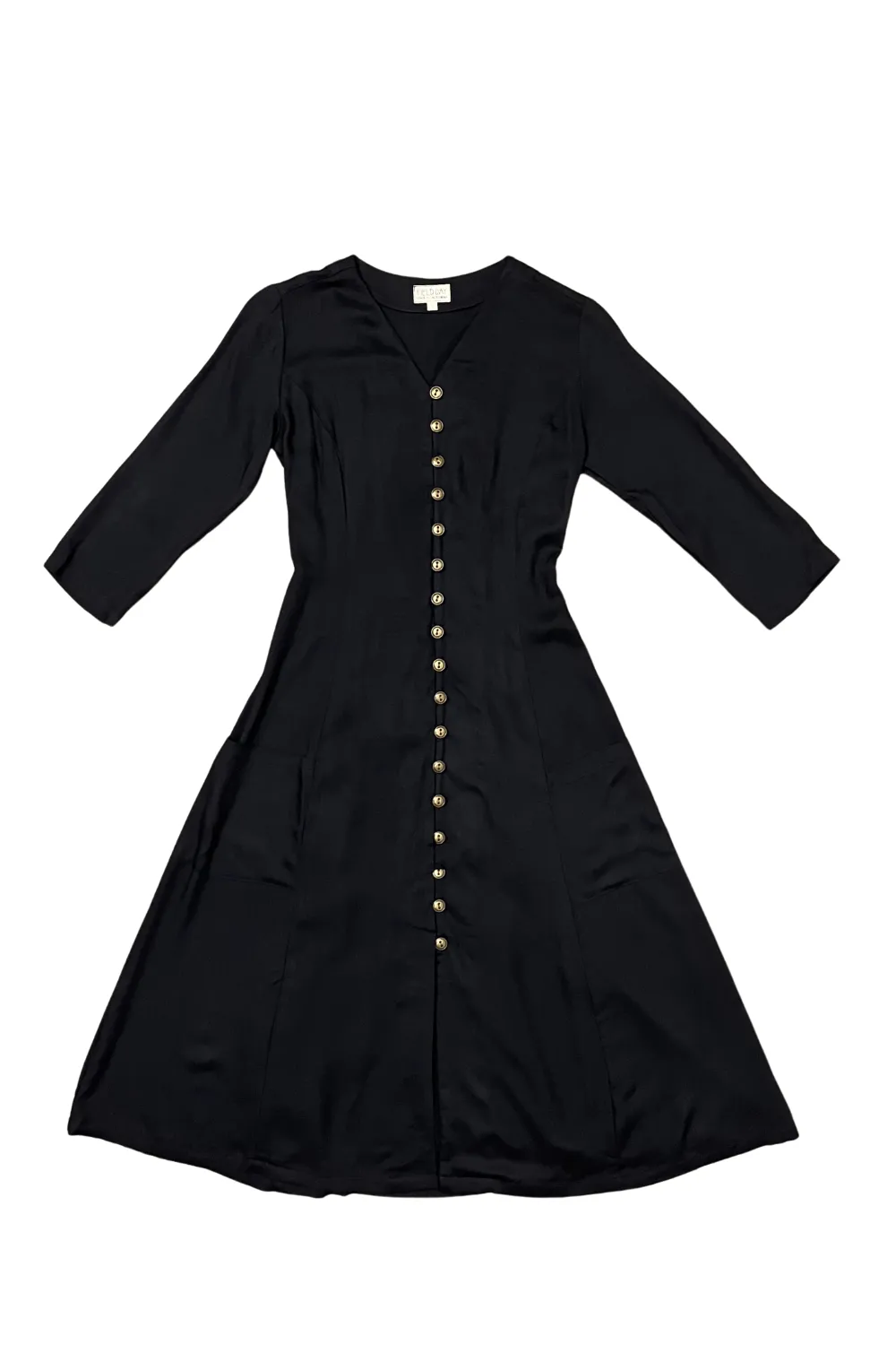 Fiona Dress in Black Challis Breeze Grace Tactile Feel