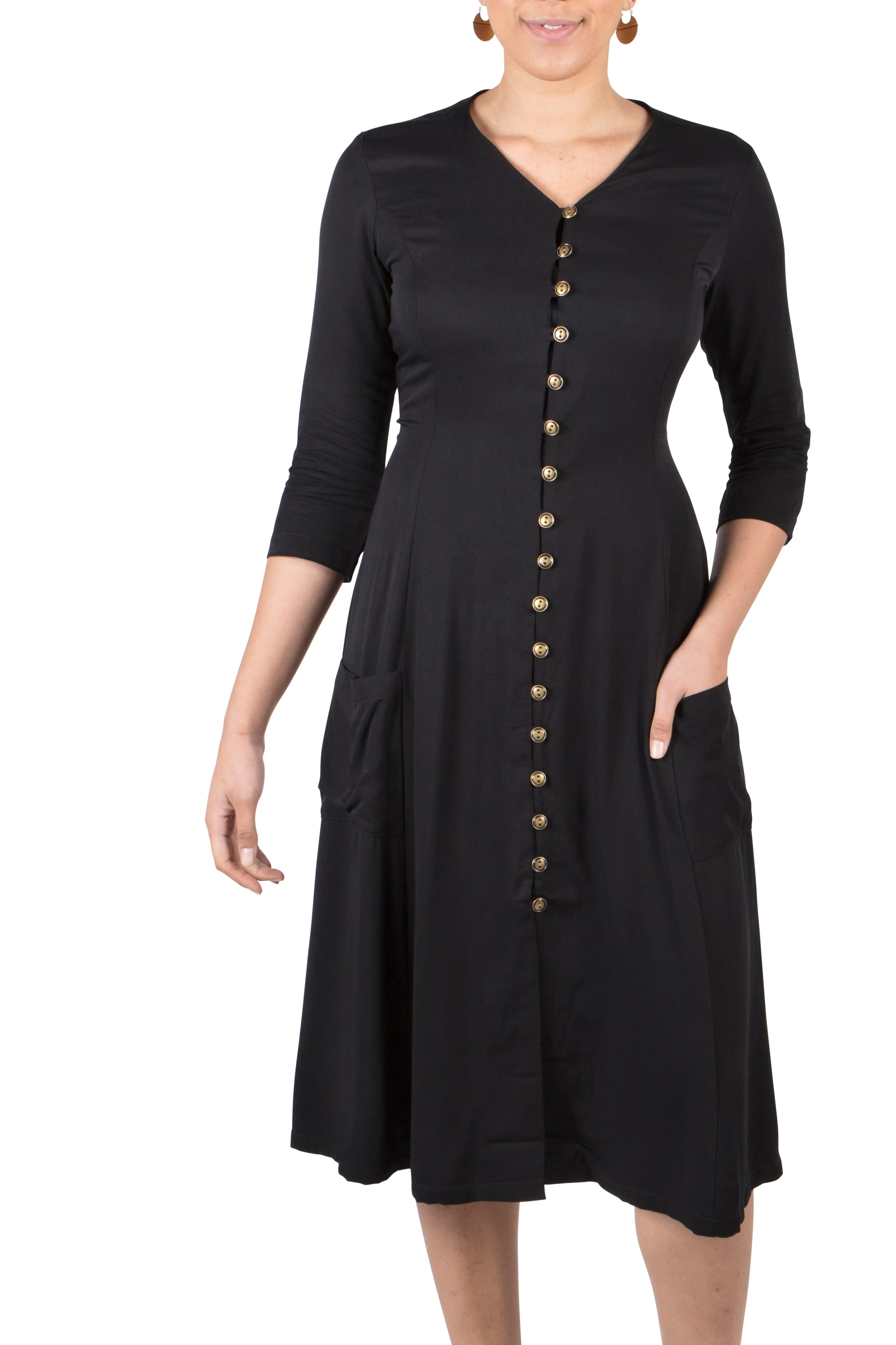 Classic Mood Fiona Dress in Black Challis