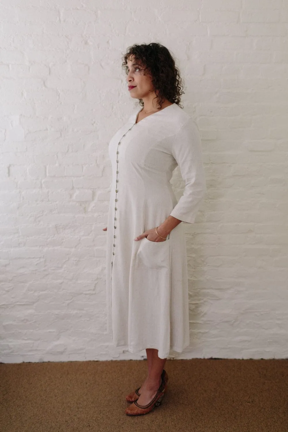 everyday elegance Fiona Dress in Oat Linen