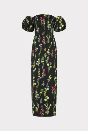 Nira Bloom Embroidery Off The Shoulder Dress WrinkleResistantFinish Tulle Flow