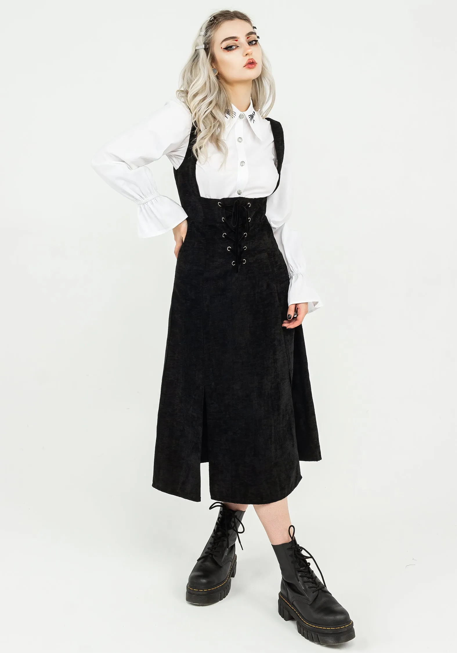 Casual and Stylish Valar Lace Up Midi Pinafore Dress