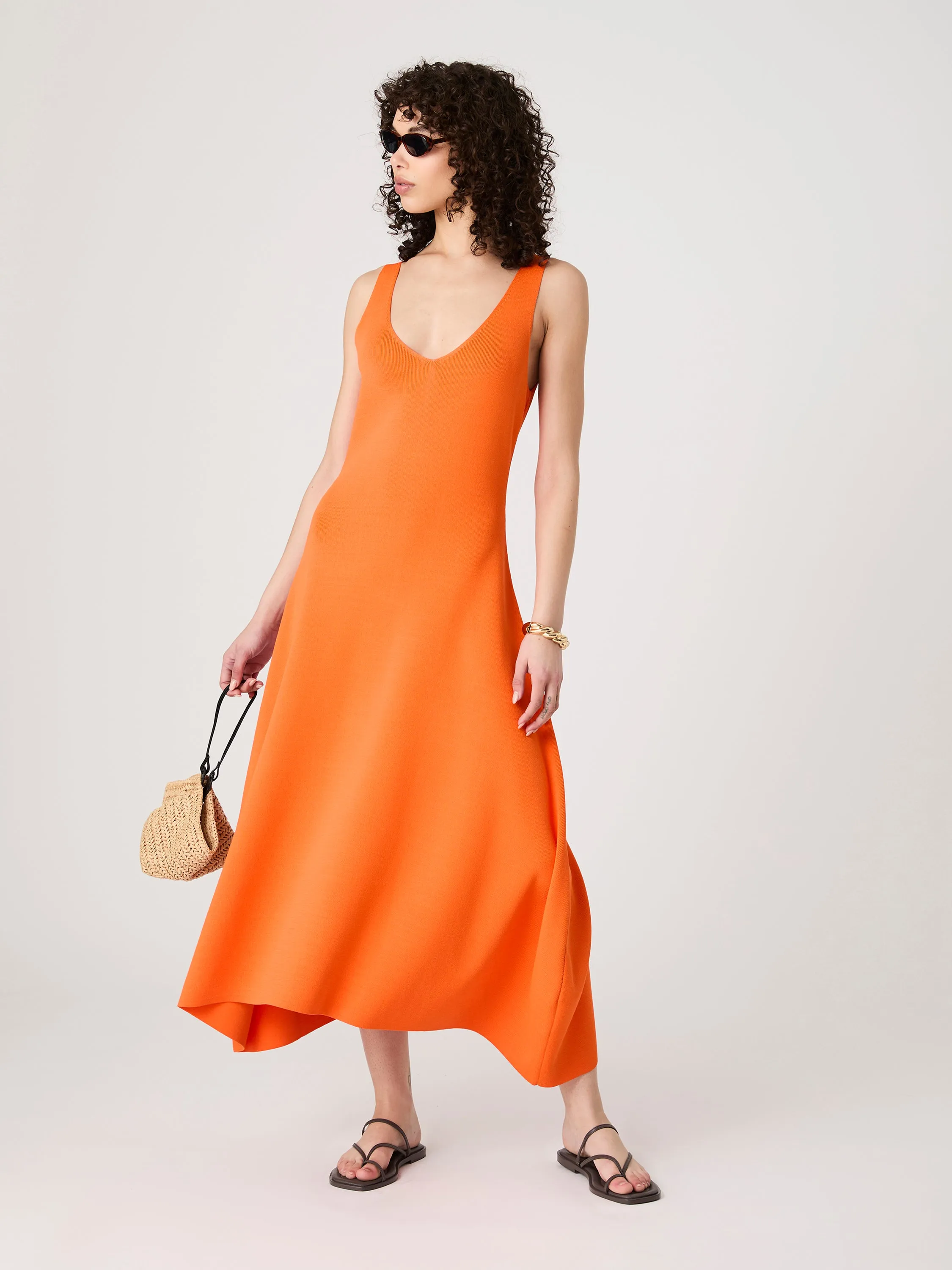 Fitted waist elegant design Fit & Flare Knit Midi Dress