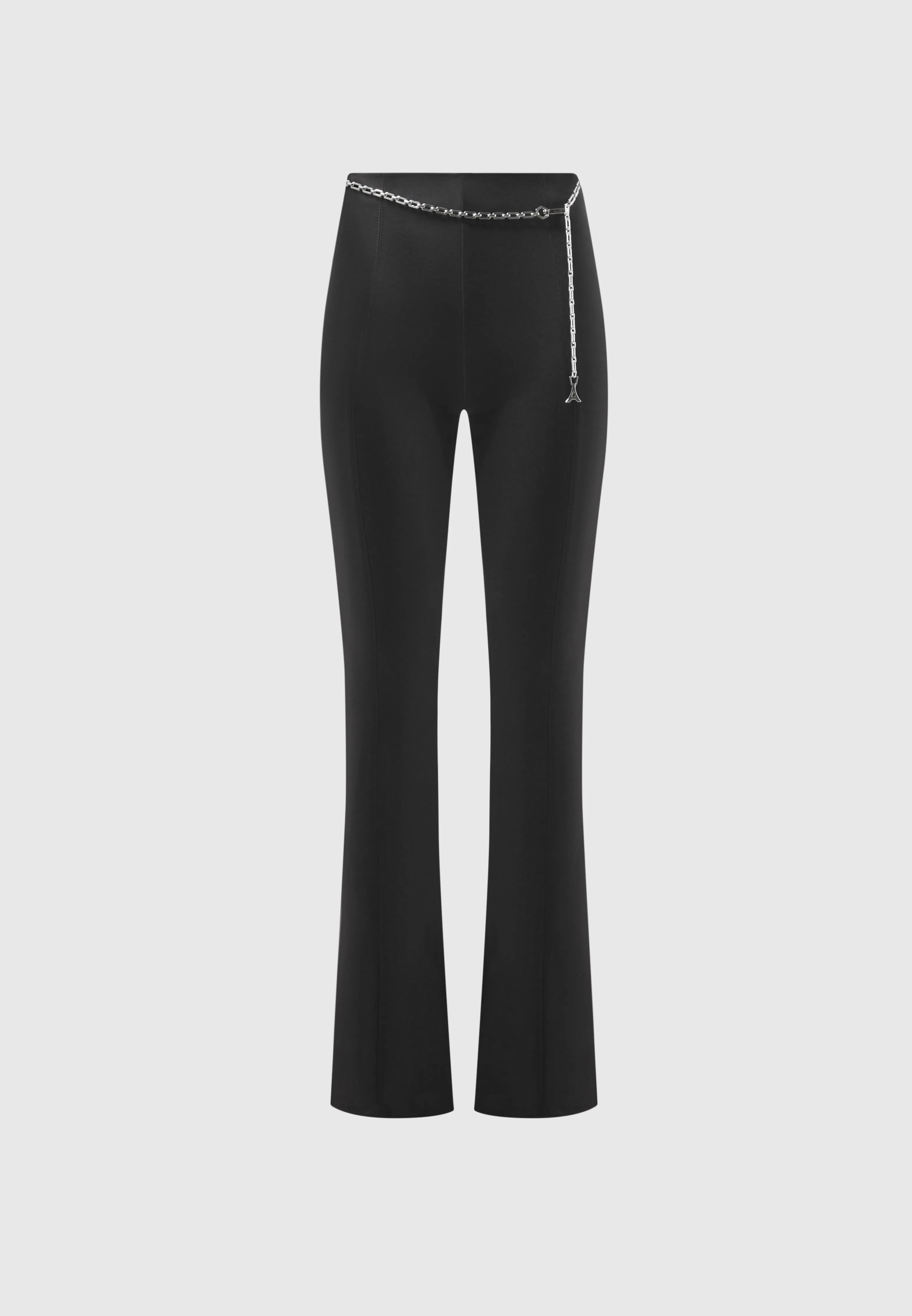 Morning Stretch Wrinkle Resistant Fit and Flare Leggings with Chain - Black