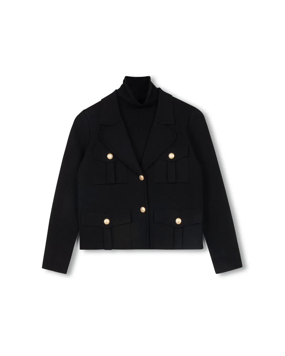 Noise Reducing Fabric Easy Fit Piece Knit Blazer With Cargo Pockets