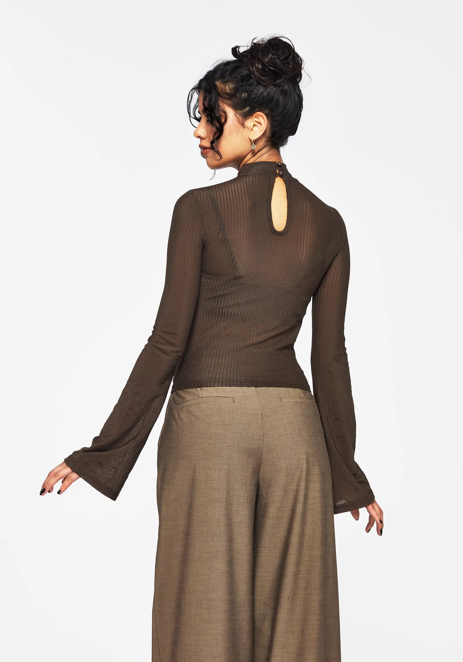 Yasmin Mesh Flare Sleeve Top AirflowOptimized Design Laser Cut Edges