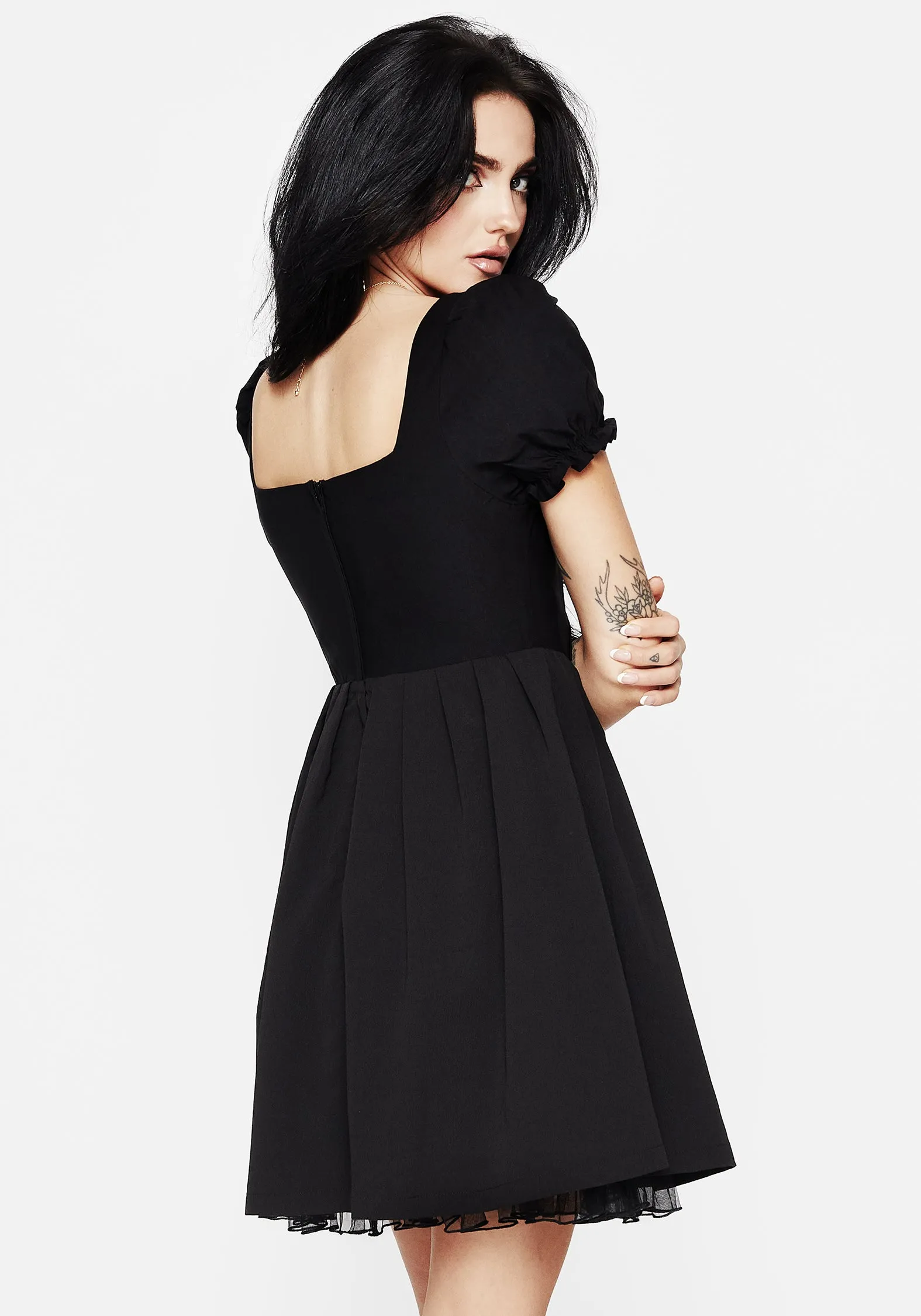 Bright Mood Linen-Blend Ingrid Embroidered Applique Corset Mini Dress