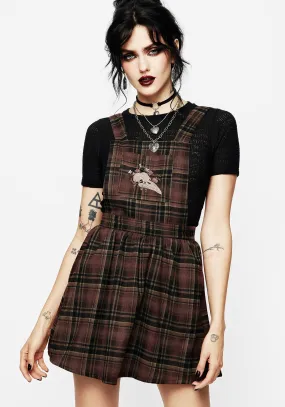 Hickory Embroidered Check Mini Pinafore Dress Relaxed Comfort Look Grace Vibe