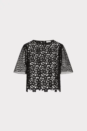 Trendy Shirt Minimalist Detailing Floral Geo Combo Lace Top