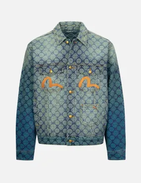 AllDaySoftness Gradient Allover Kamon Jacquard and Seagull Embrodiery Relax Fit Denim Jacket