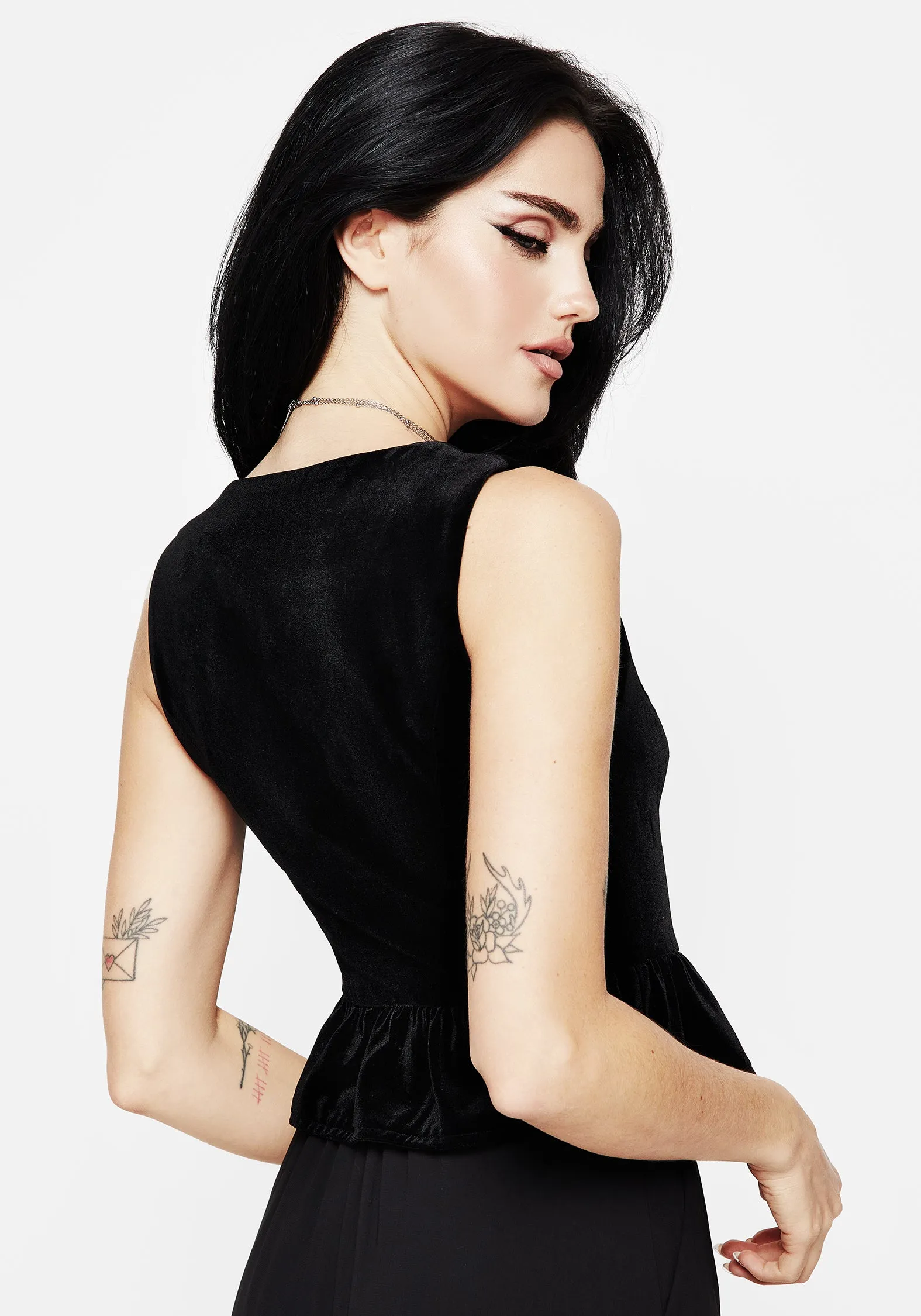 ErgonomicSleeves Hellebore Floral Embroidered Waistcoat Top