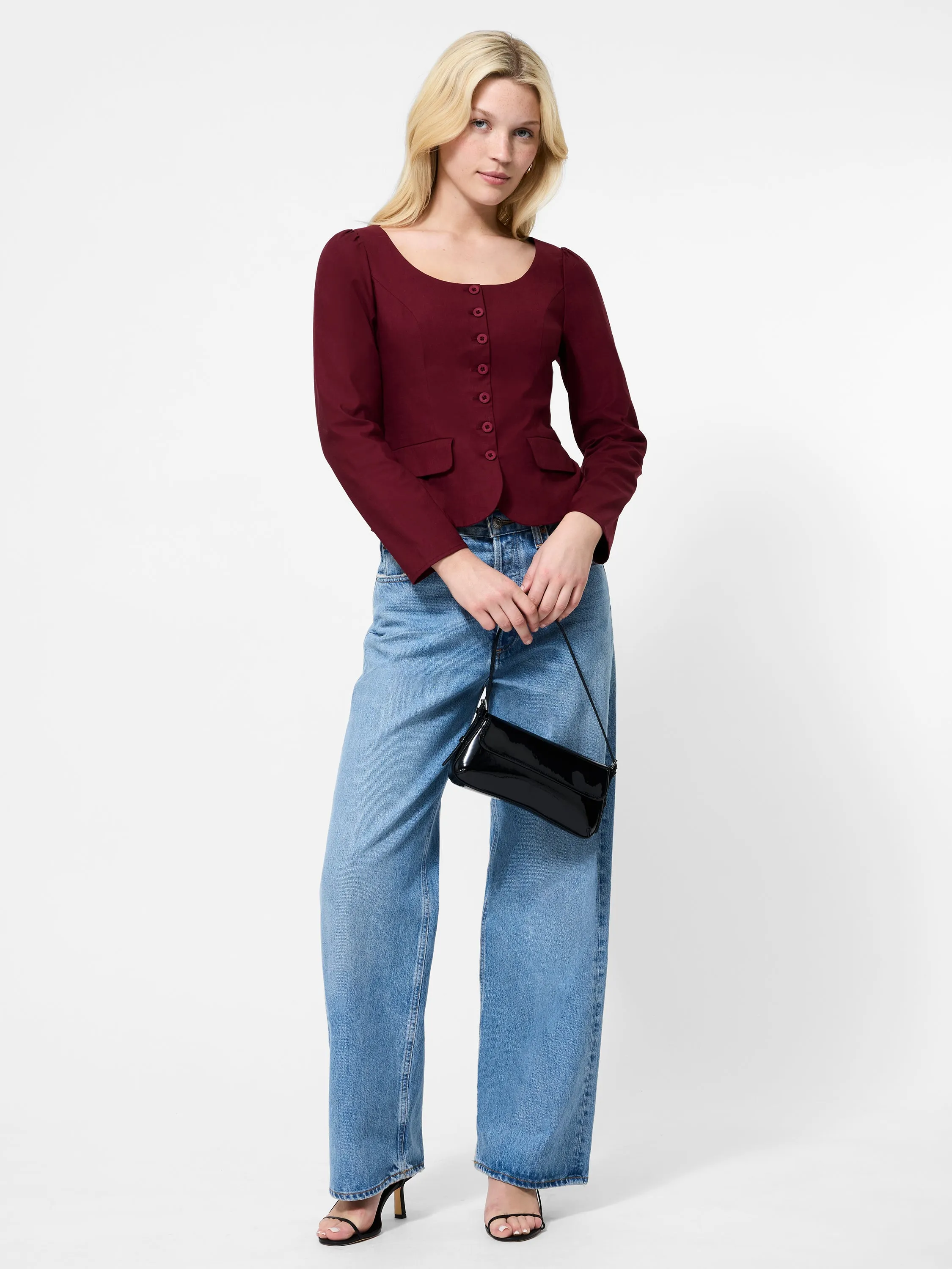 High Visibility Trim Classic Style Inga Poplin Scoop Neck Top