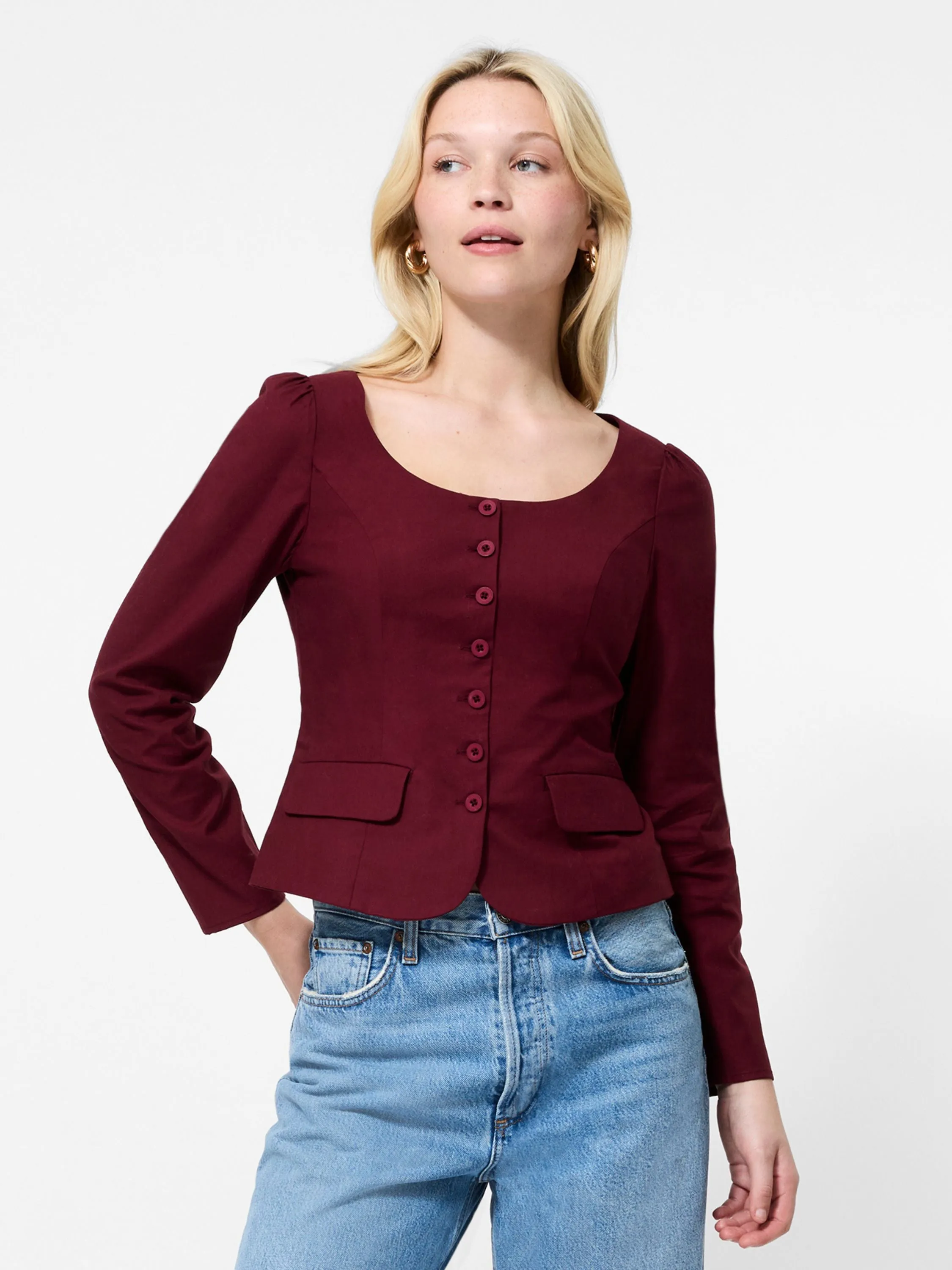 Everyday Jacket Reflective Accent Stripes Inga Poplin Scoop Neck Top