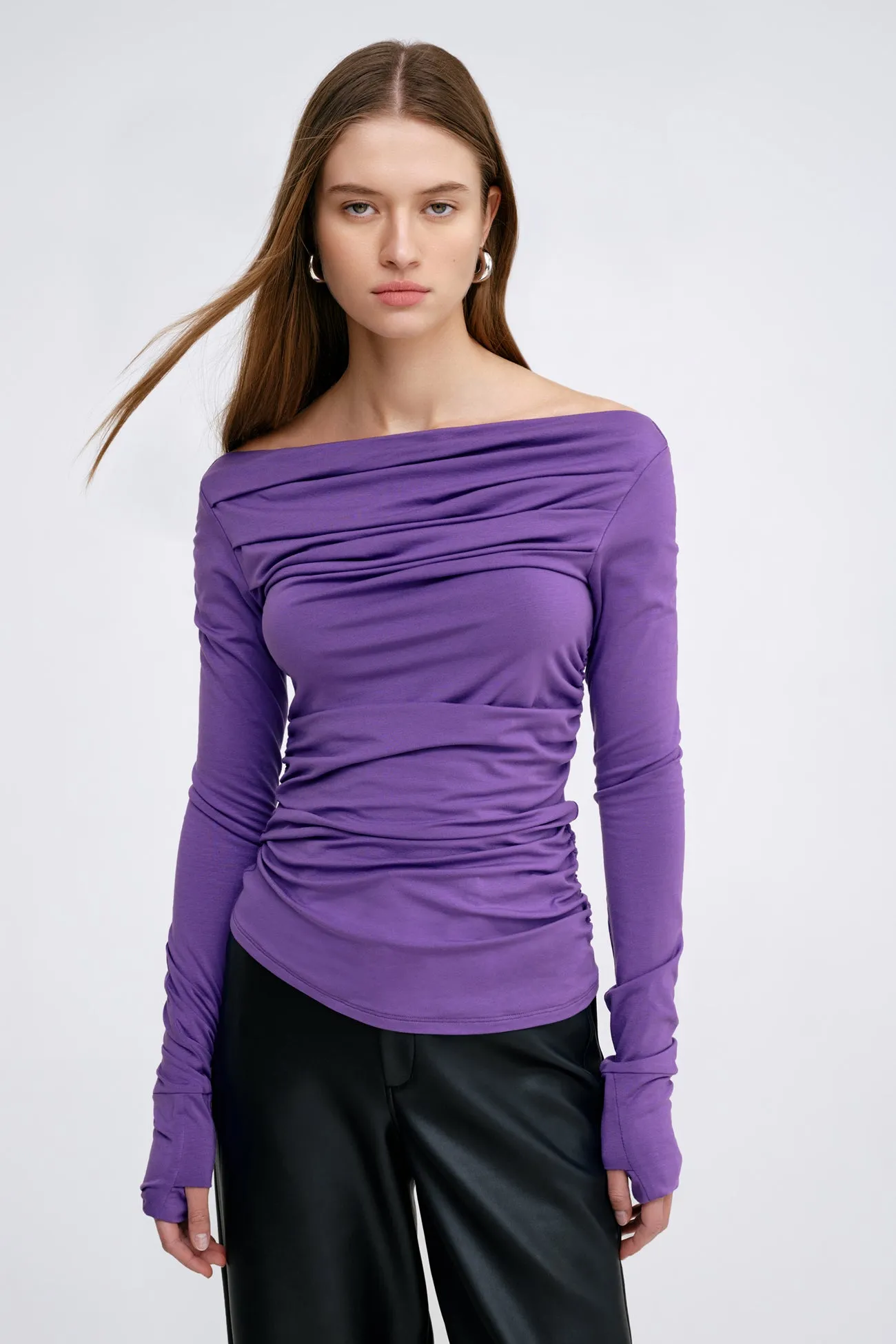 High Collar Design RibbedTrim Cooper Top