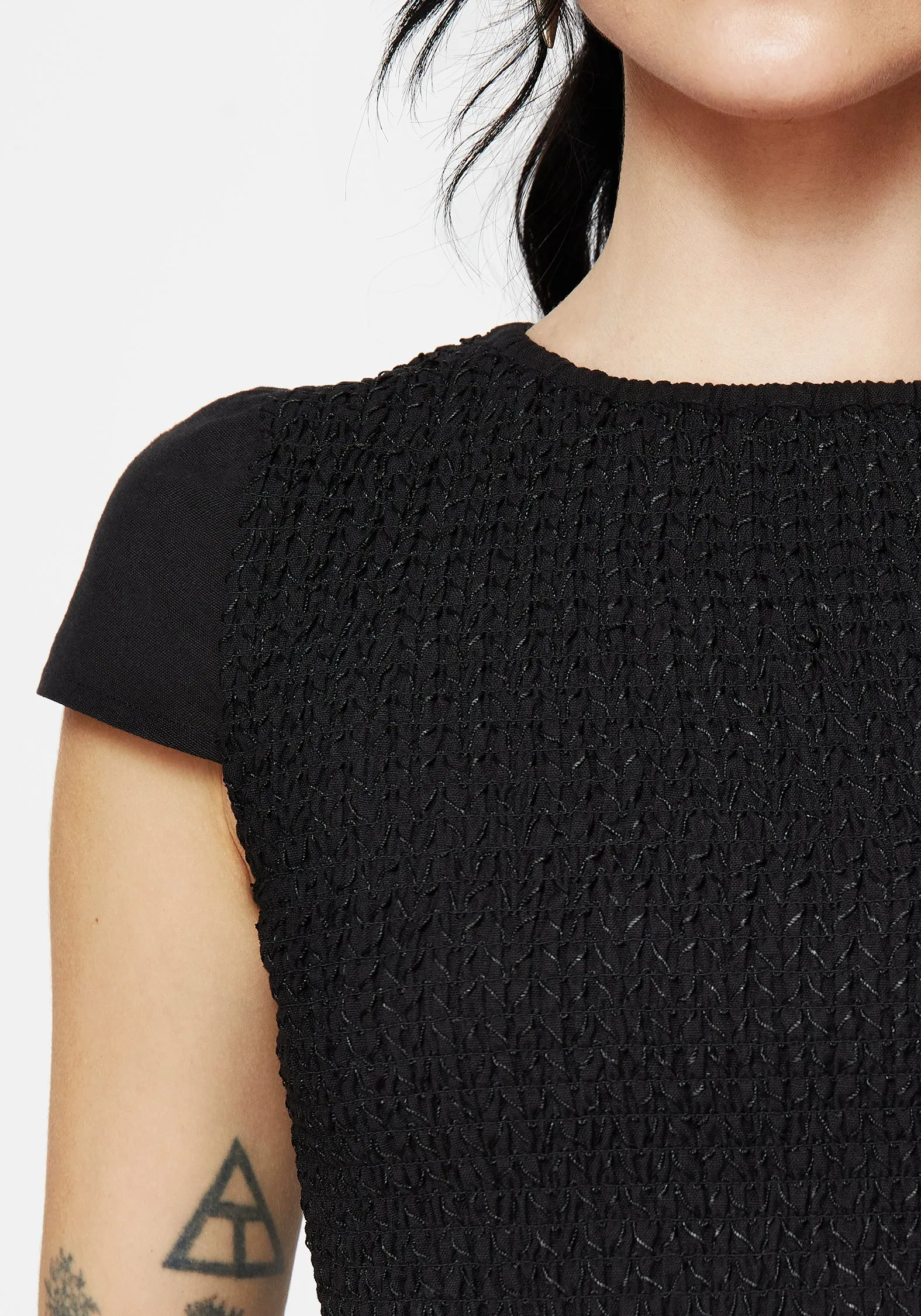 Oversized Fit Litha Cotton Shirred Boat Neck Tee