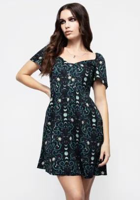 Comfy Fashion Quick Scene Pythia Print Button Front Mini Dress