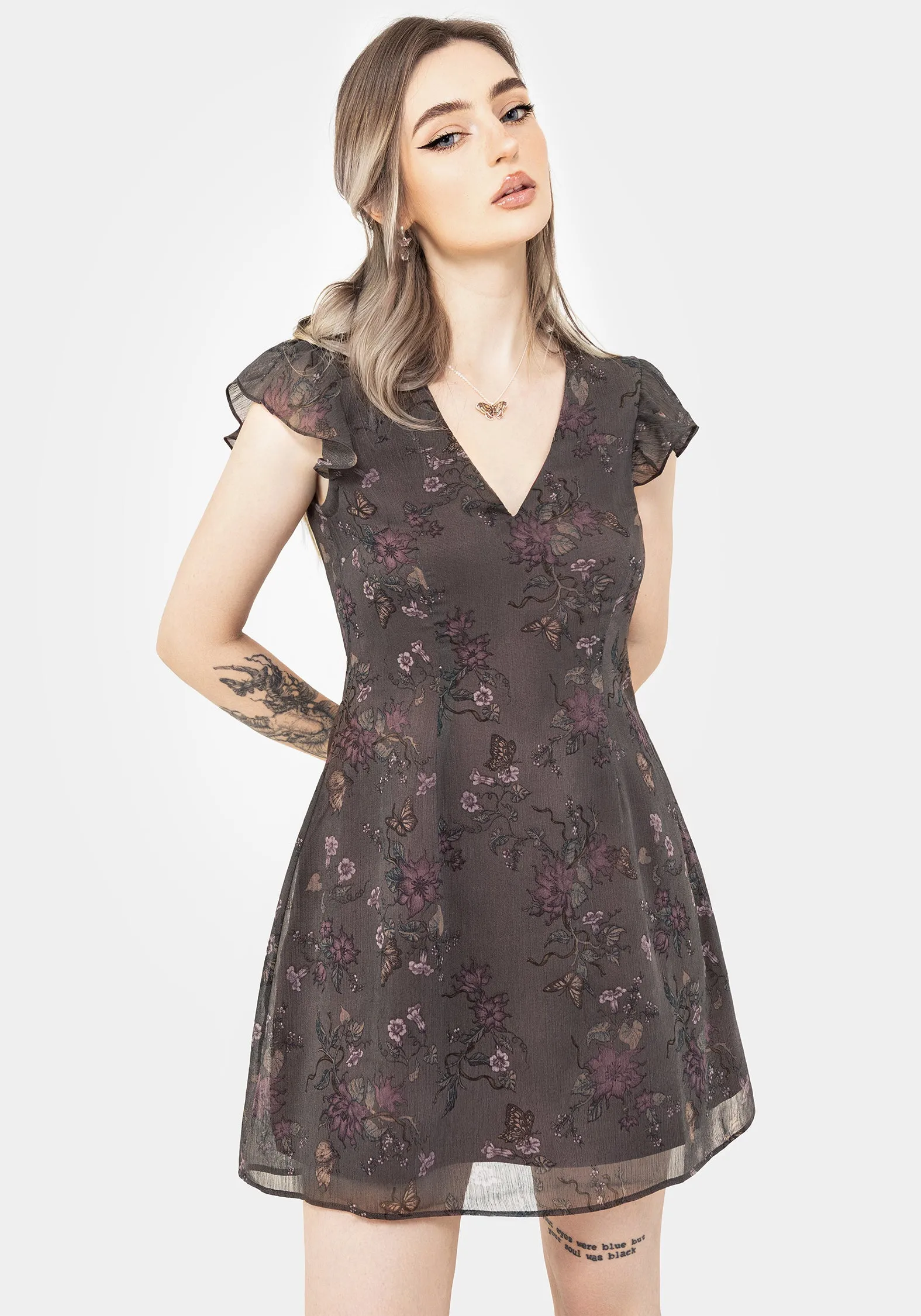 Light Pop Arnora Chiffon Ruffle Detail Mini Dress