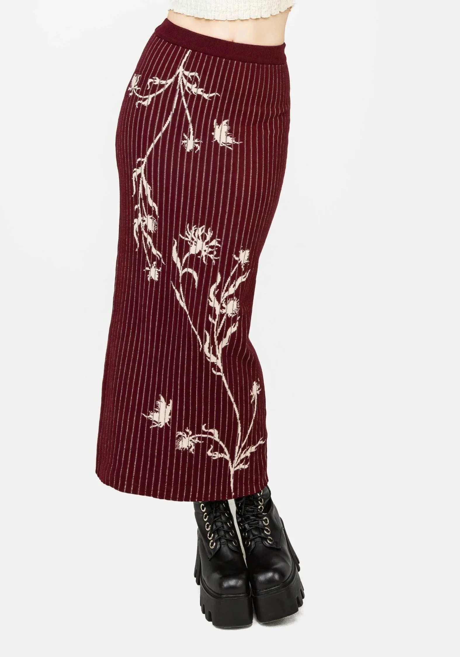 Design Detail Diastella Floral Jacquard Rib Knit Maxi Skirt