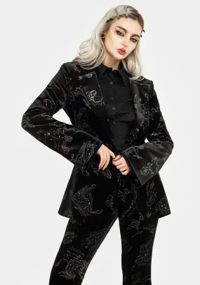 Zodiac Foil Print Velour Blazer Zero Waste Production Label Lightweight Weave Material