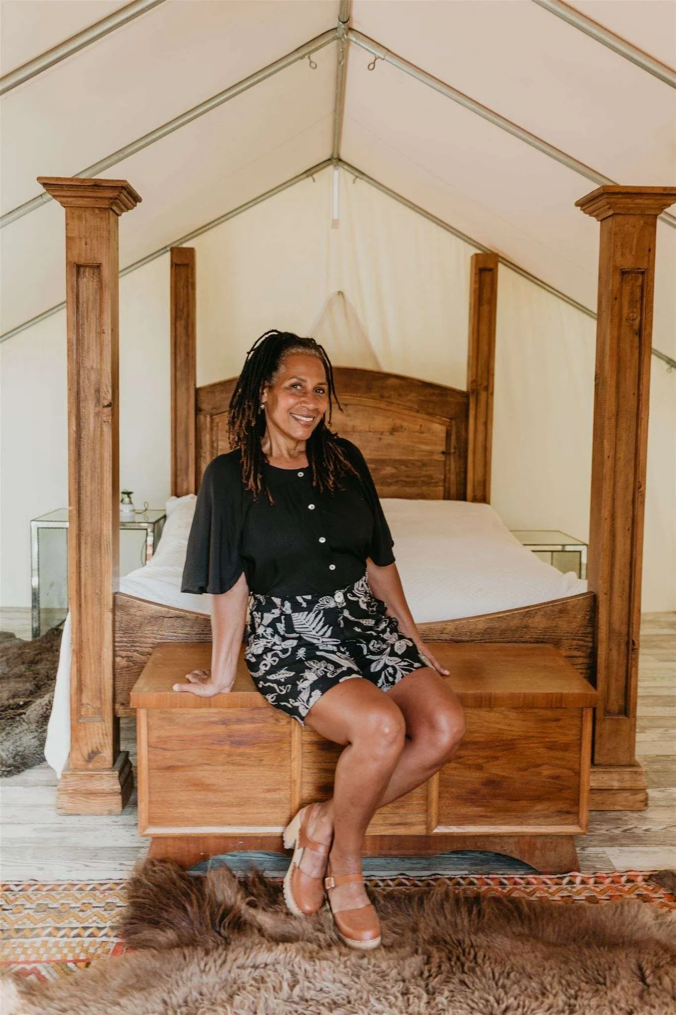 Flutter Top in Black Challis Effortless knitwear Soft Material