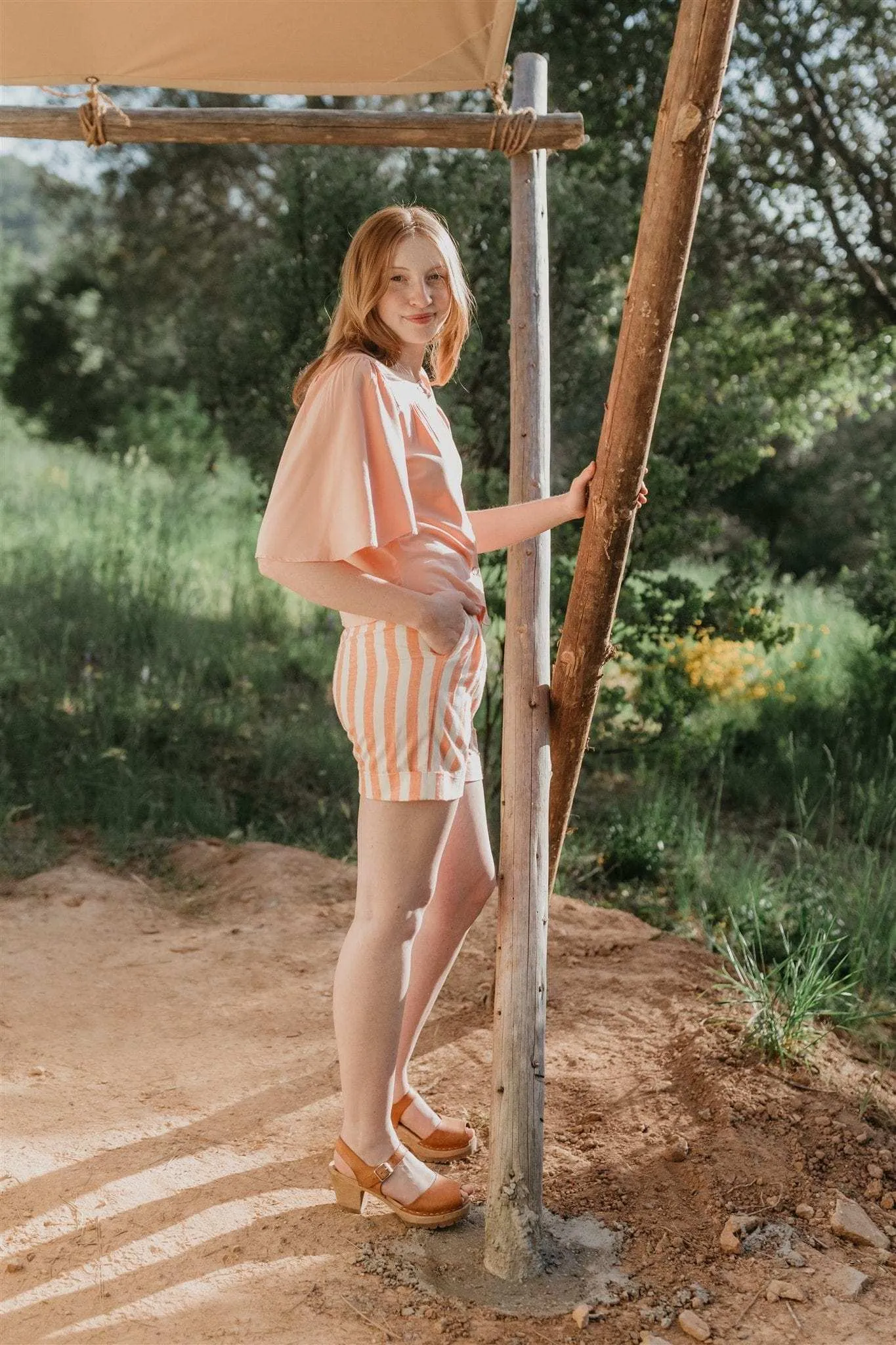 Light Warmth Flutter Top in Pink Blush Challis