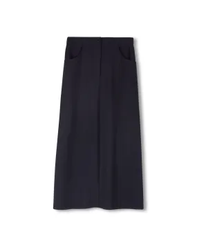 Slip Resistant Waist Adjustable Hem Fly Front Wool A-Line Skirt