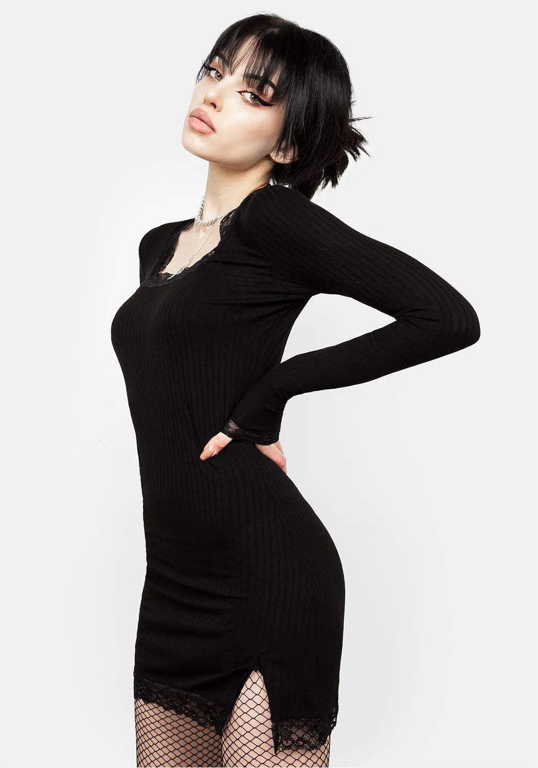 Drusilla Lace Trim Mini Dress Smooth Outline