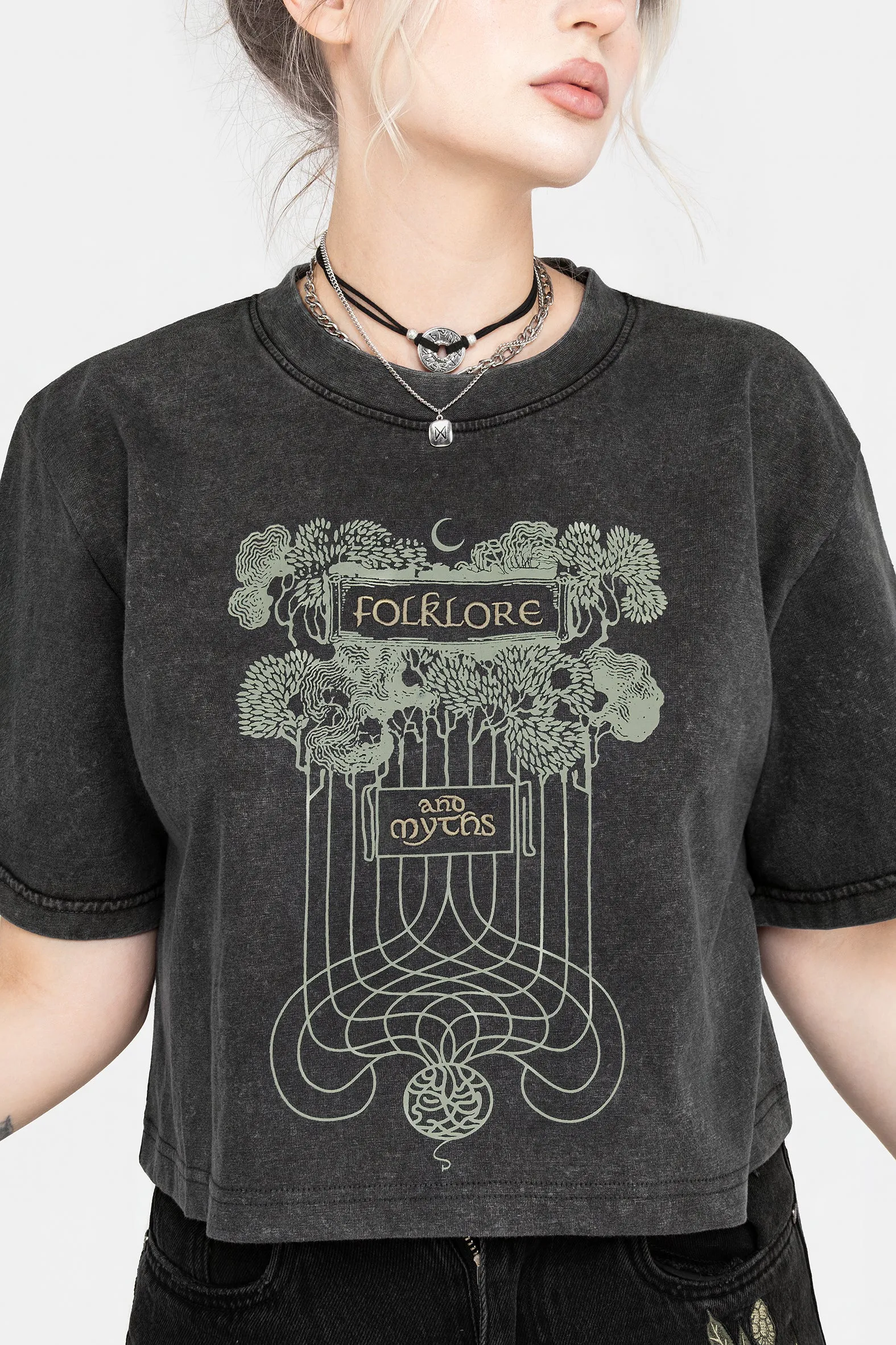 Folklore Boxy Crop T-shirt AntiOdorTreatment ElasticEdgeBinding